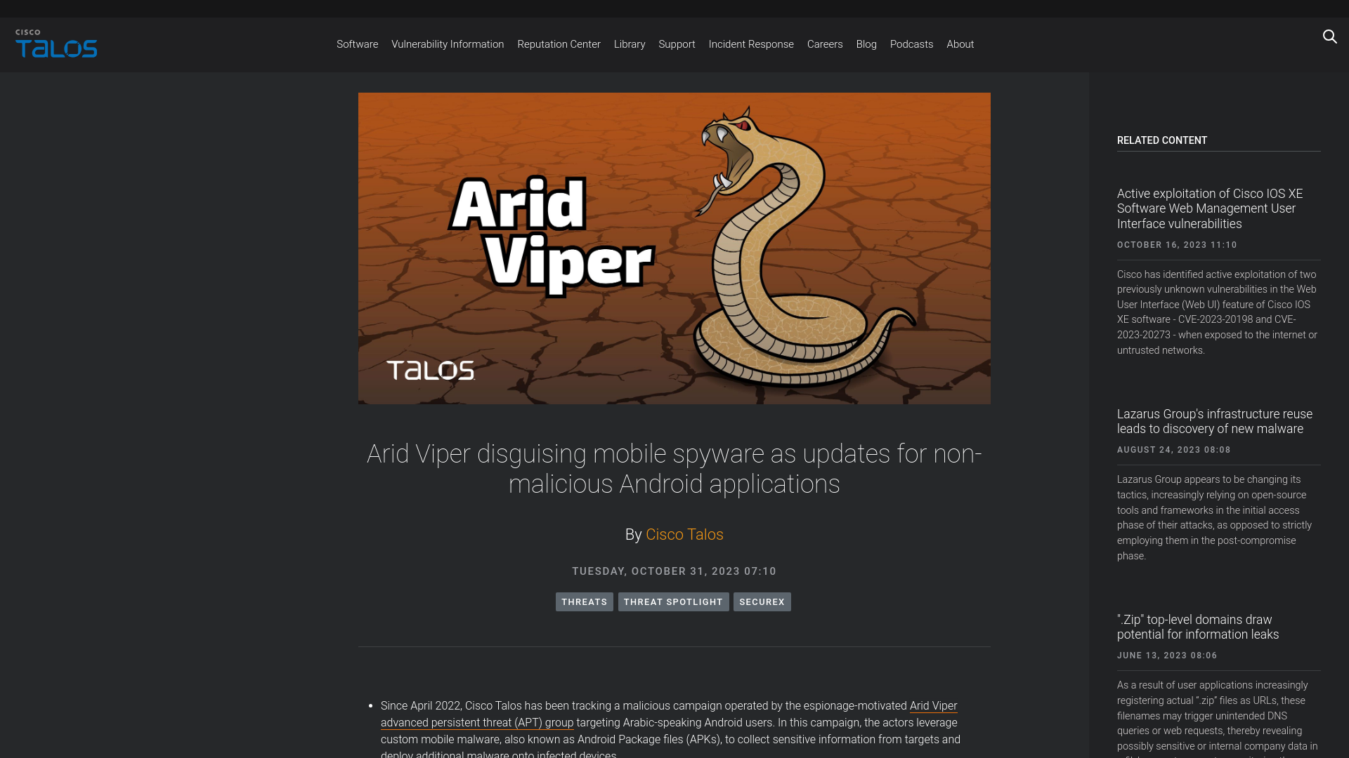 Arid Viper disguising mobile spyware as updates for non-malicious Android applications