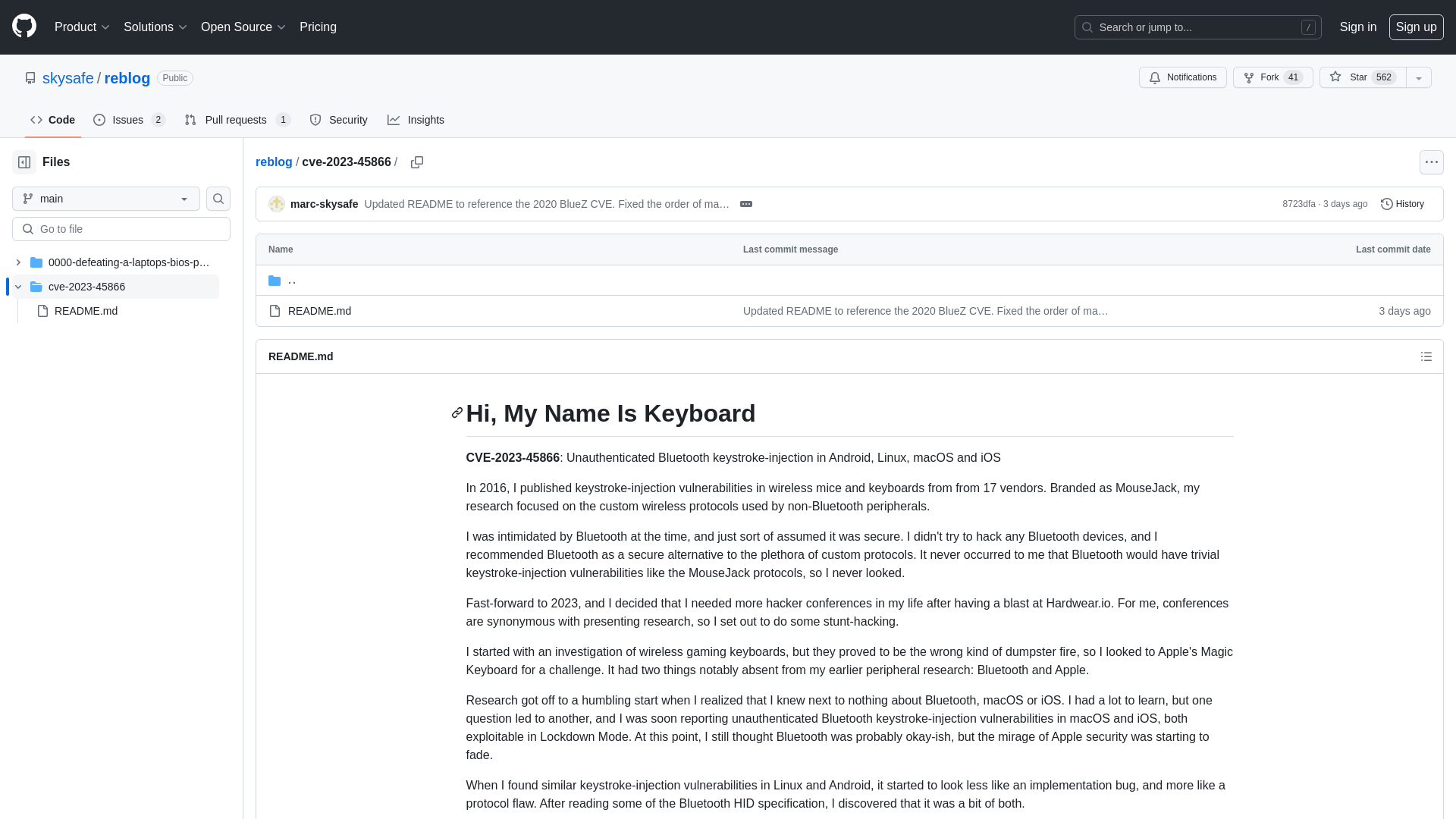 reblog/cve-2023-45866 at main · skysafe/reblog · GitHub