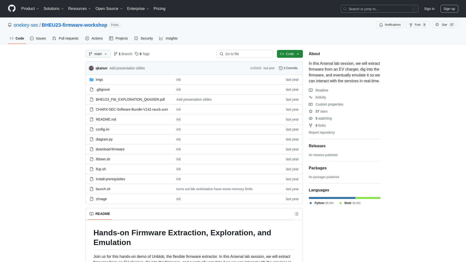 GitHub - onekey-sec/BHEU23-firmware-workshop: In this Arsenal lab session, we will extract firmware from an EV charger, dig into the firmware, and eventually emulate it so we can interact with the services in real-time.