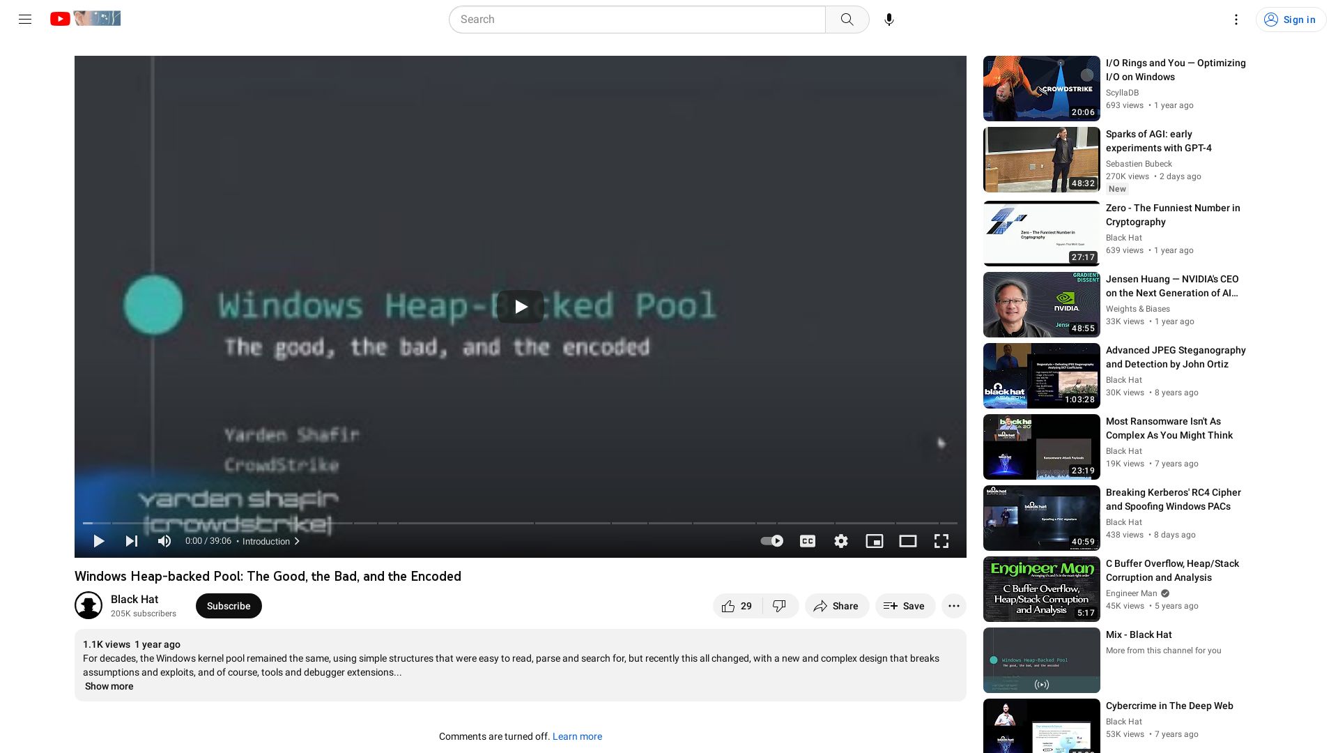Windows Heap-backed Pool: The Good, the Bad, and the Encoded - YouTube