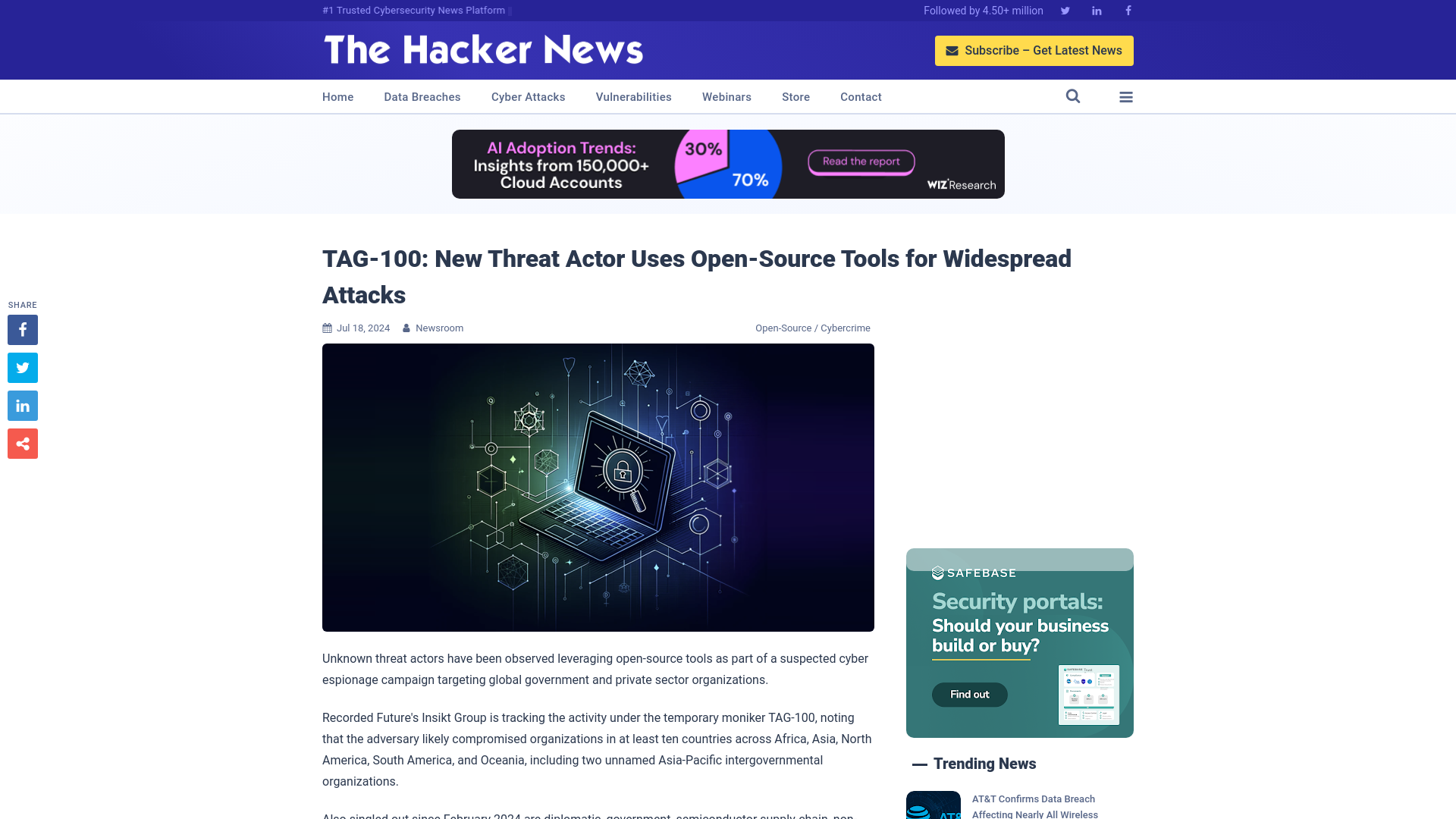 TAG-100: New Threat Actor Uses Open-Source Tools for Widespread Attacks