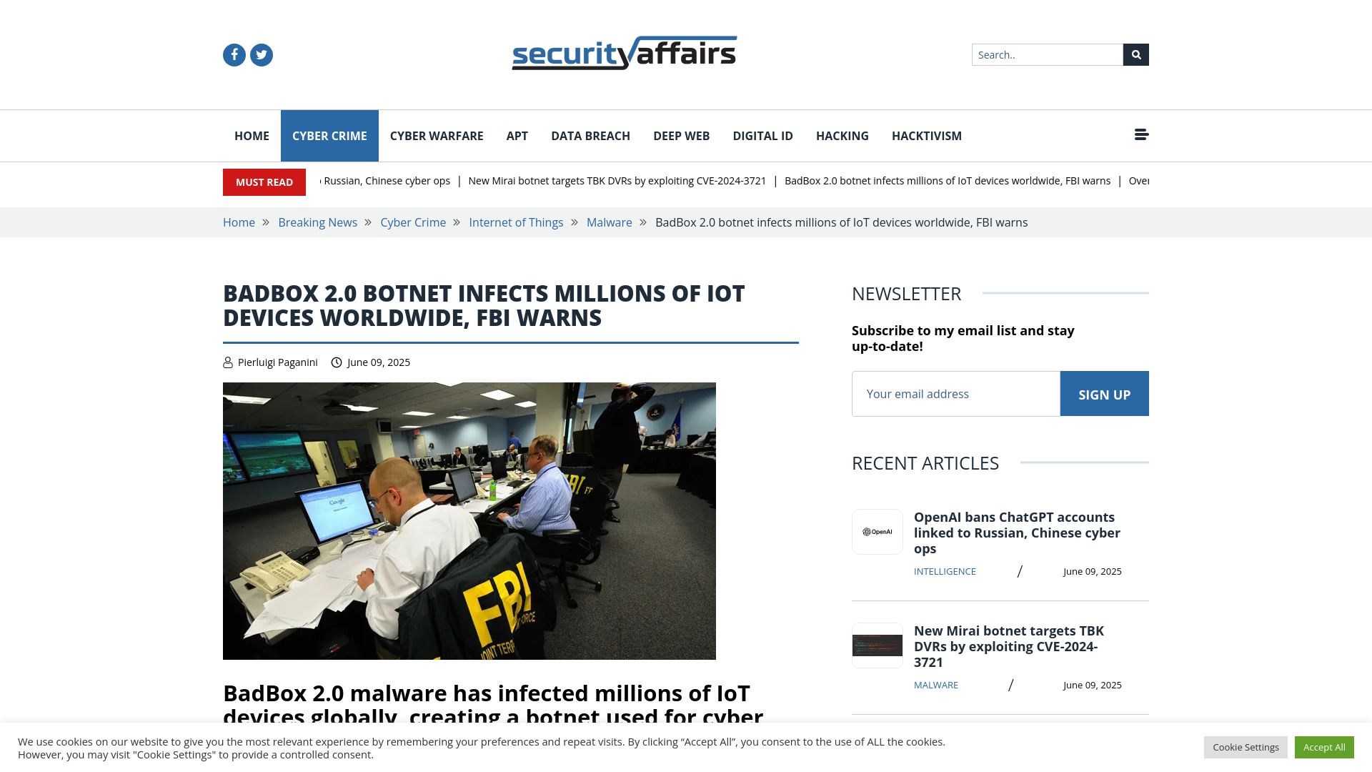 BadBox 2.0 botnet infects millions of IoT devices worldwide, FBI warns