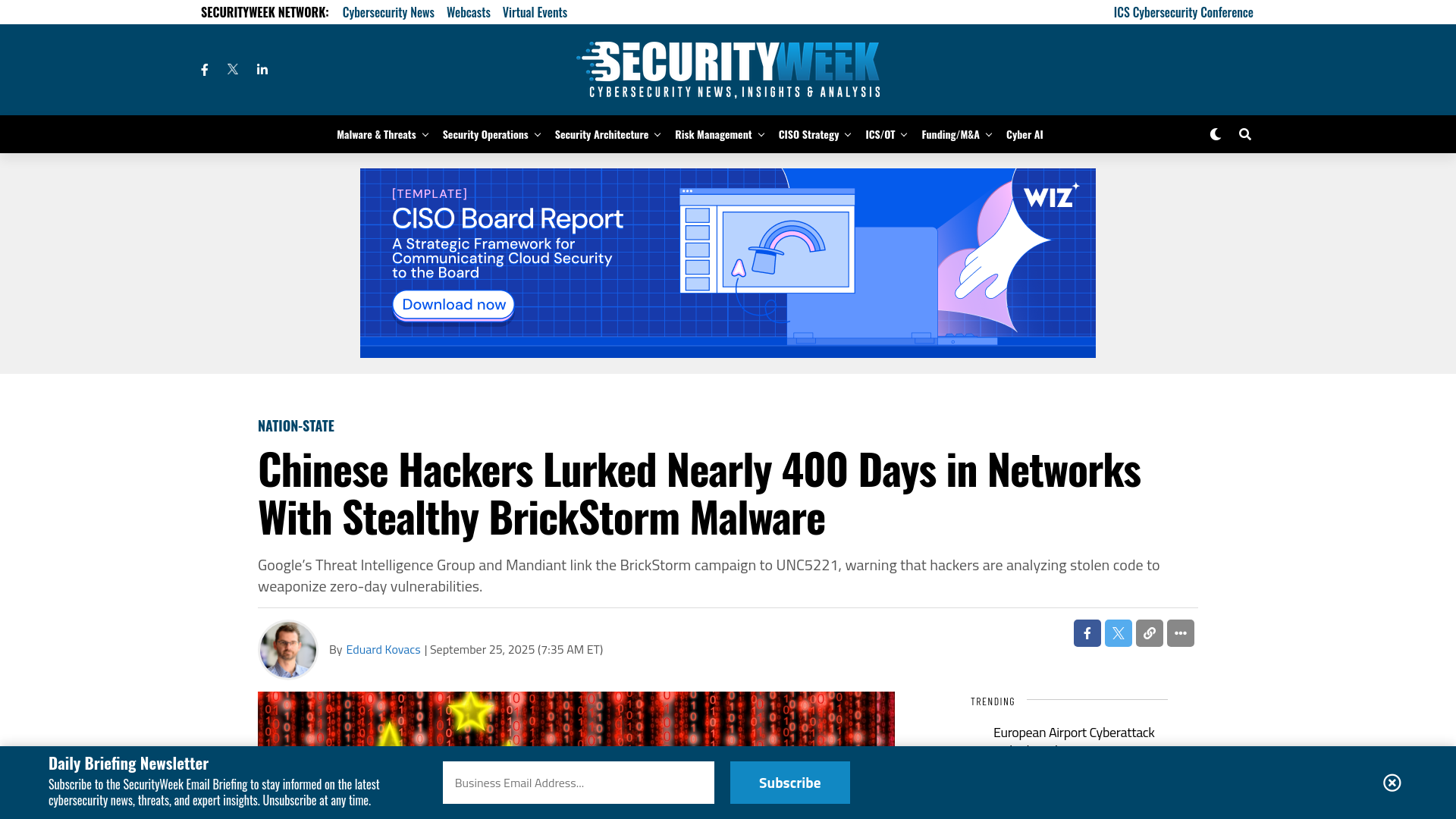 Chinese Hackers Lurked Nearly 400 Days in Networks With Stealthy BrickStorm Malware - SecurityWeek