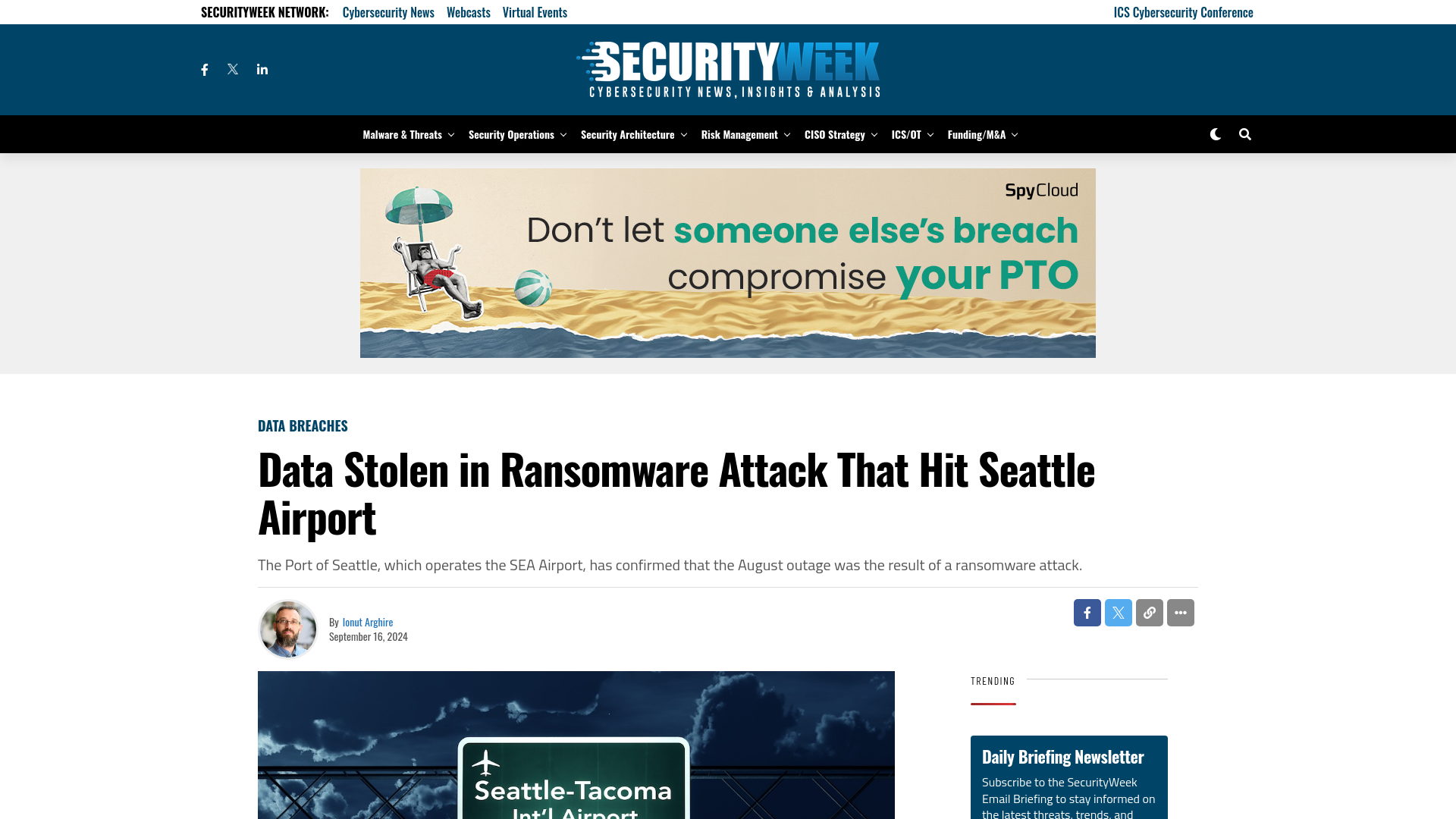 Data Stolen in Ransomware Attack That Hit Seattle Airport - SecurityWeek