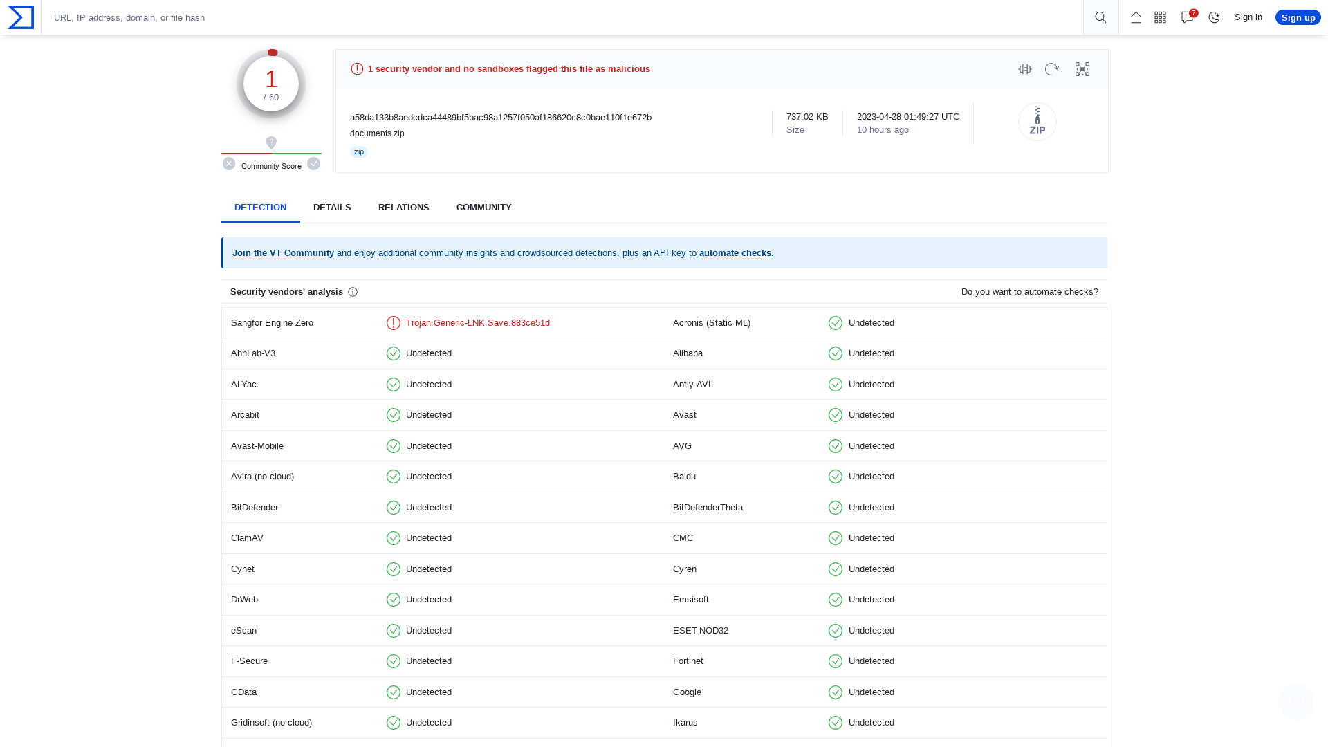 VirusTotal - File - a58da133b8aedcdca44489bf5bac98a1257f050af186620c8c0bae110f1e672b