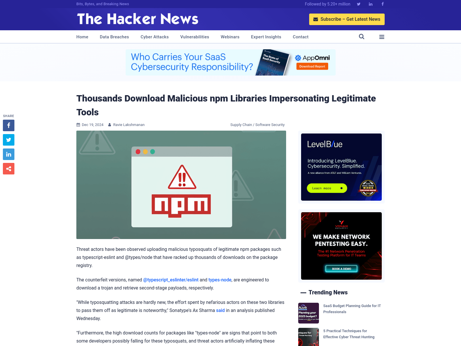 Thousands Download Malicious npm Libraries Impersonating Legitimate Tools