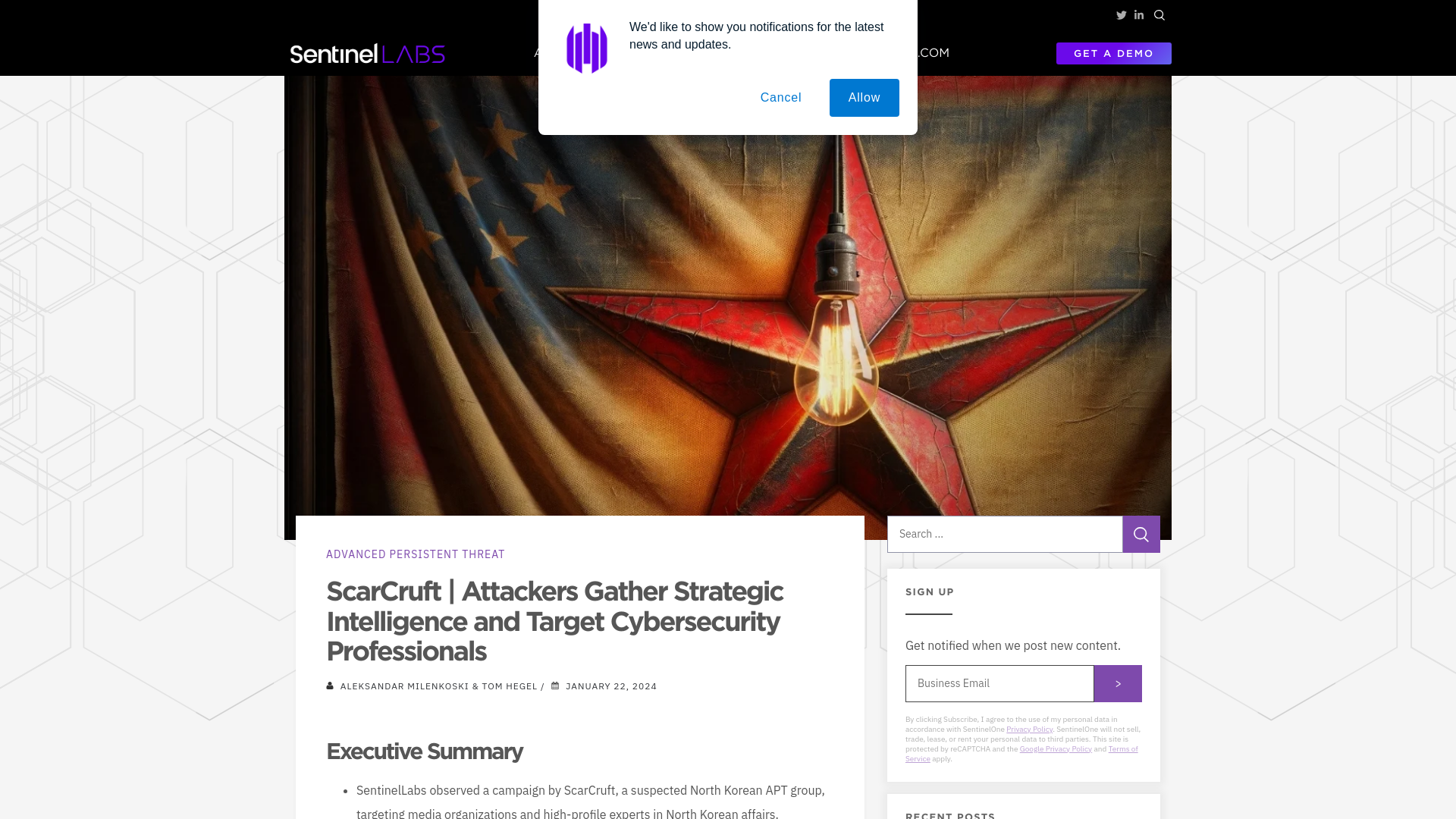 ScarCruft | Attackers Gather Strategic Intelligence and Target Cybersecurity Professionals - SentinelOne