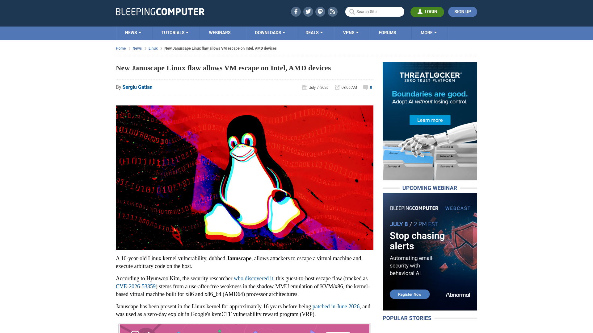 New Januscape Linux flaw allows VM escape on Intel, AMD devices