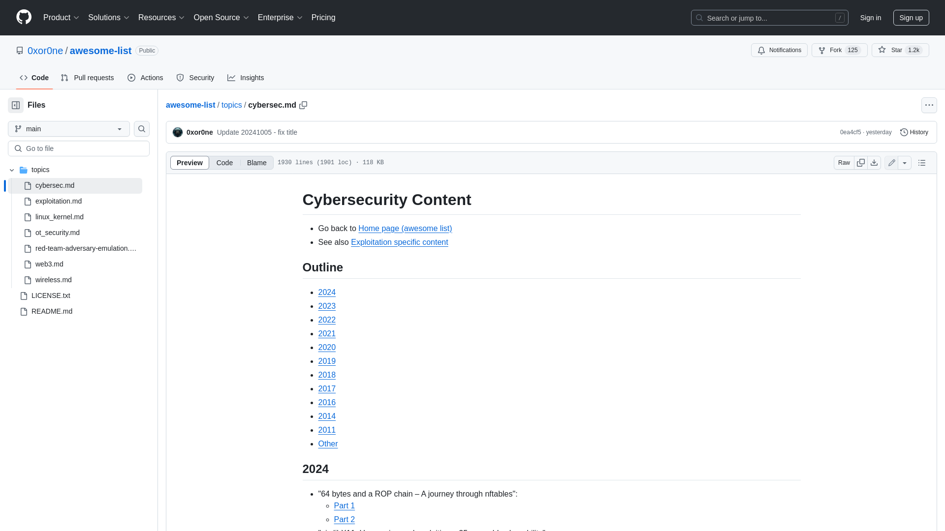 awesome-list/topics/cybersec.md at main · 0xor0ne/awesome-list · GitHub