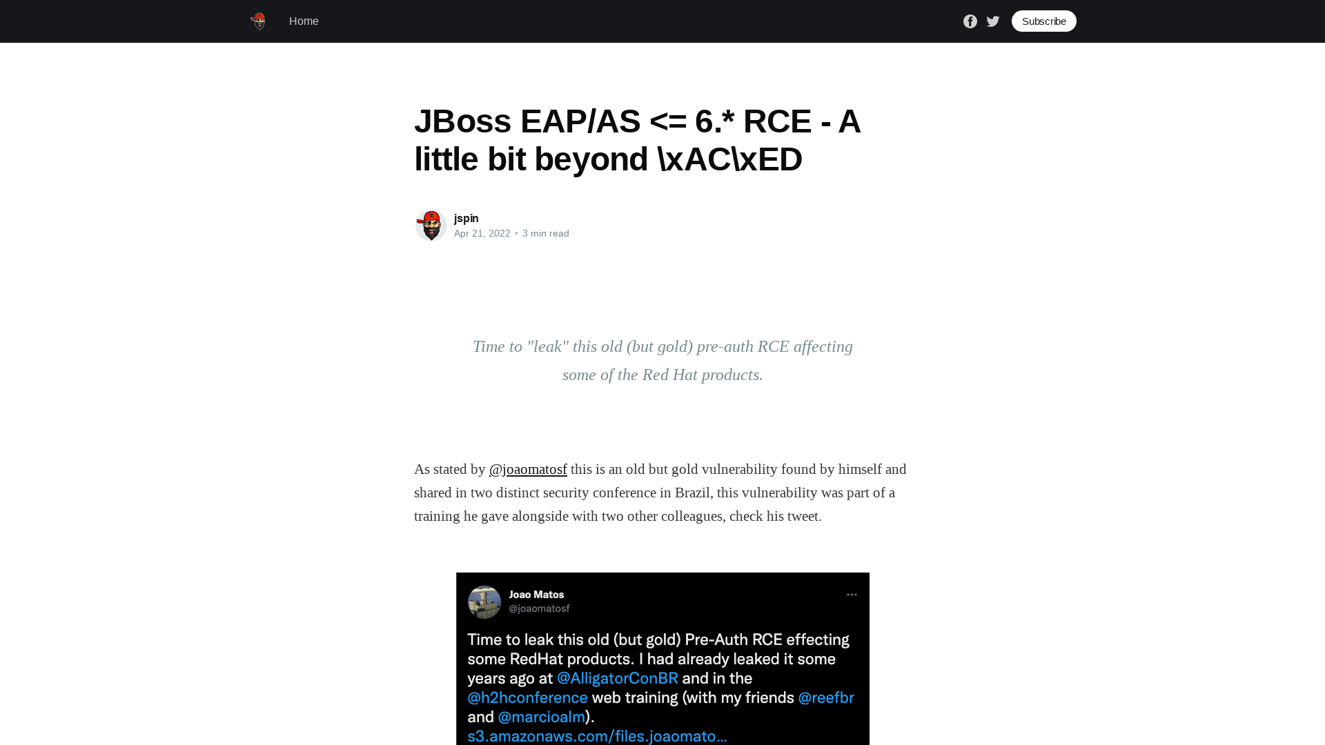 JBoss EAP/AS <= 6.* RCE - A little bit beyond \xAC\xED