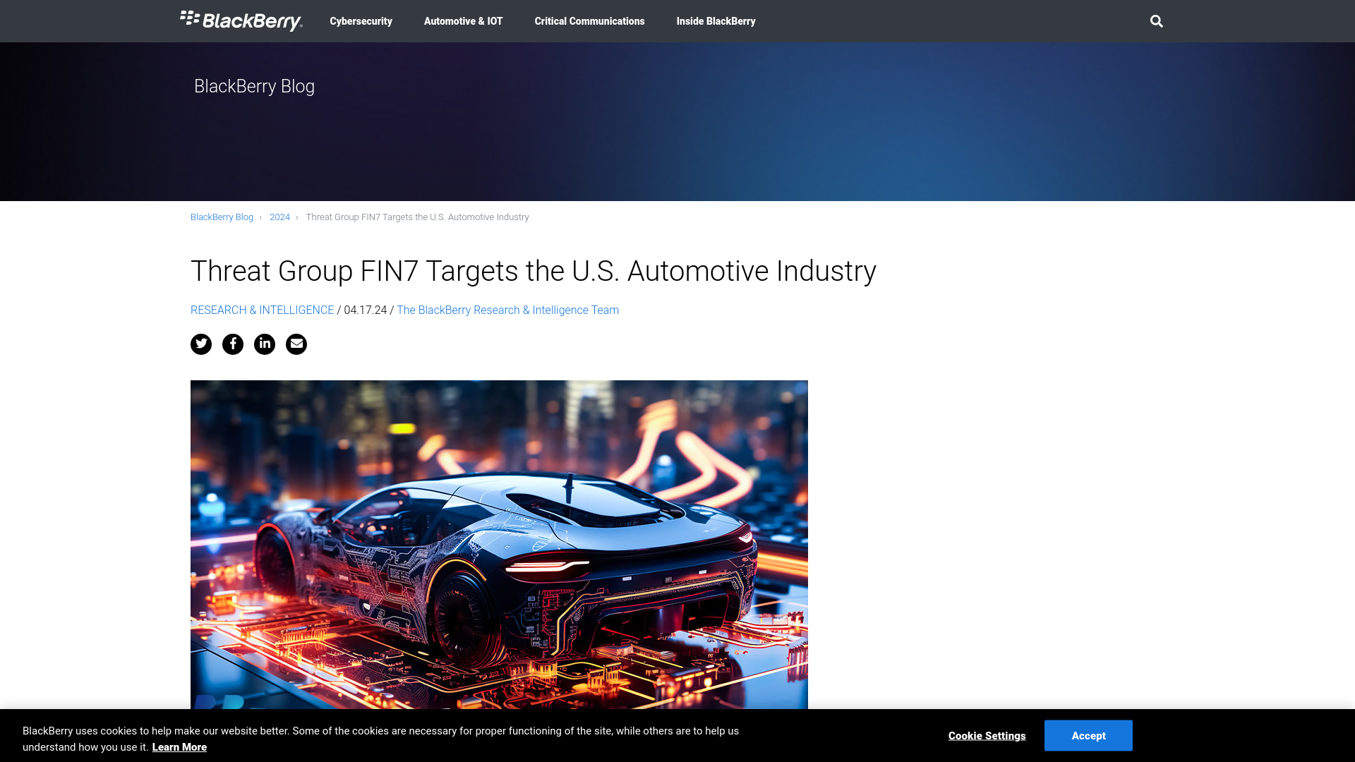 Threat Group FIN7 Targets the U.S. Automotive Industry