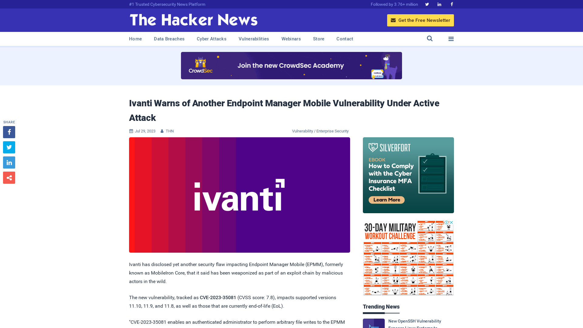 Ivanti Warns of Another Endpoint Manager Mobile Vulnerability Under Active Attack