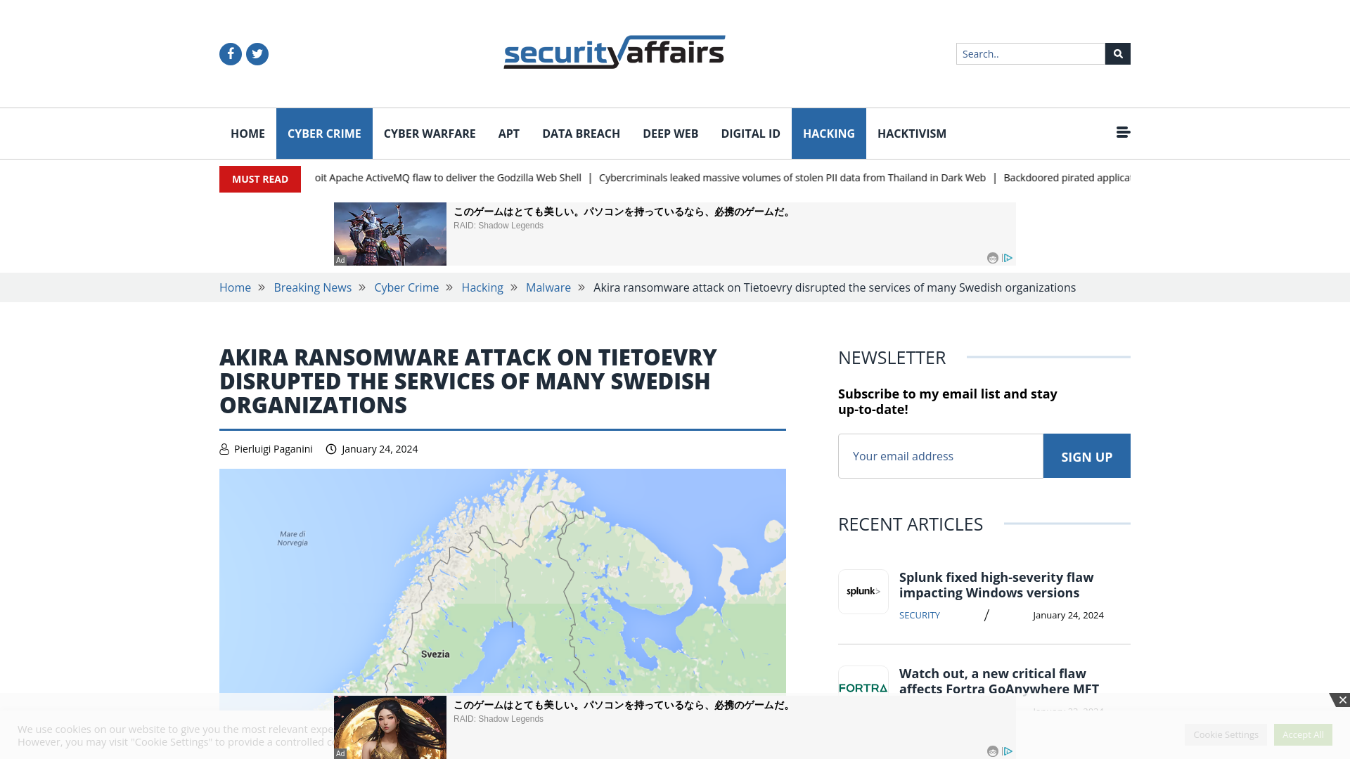 Akira ransomware attack on Tietoevry disrupted the services of many Swedish organizations