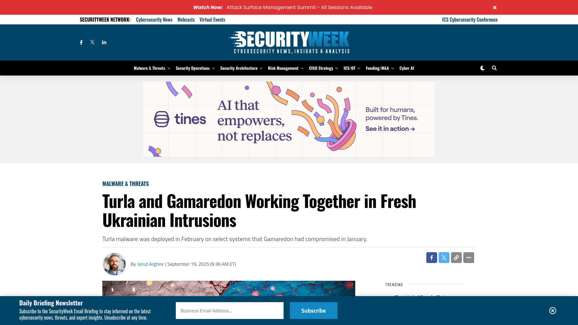 Turla and Gamaredon Working Together in Fresh Ukrainian Intrusions - SecurityWeek
