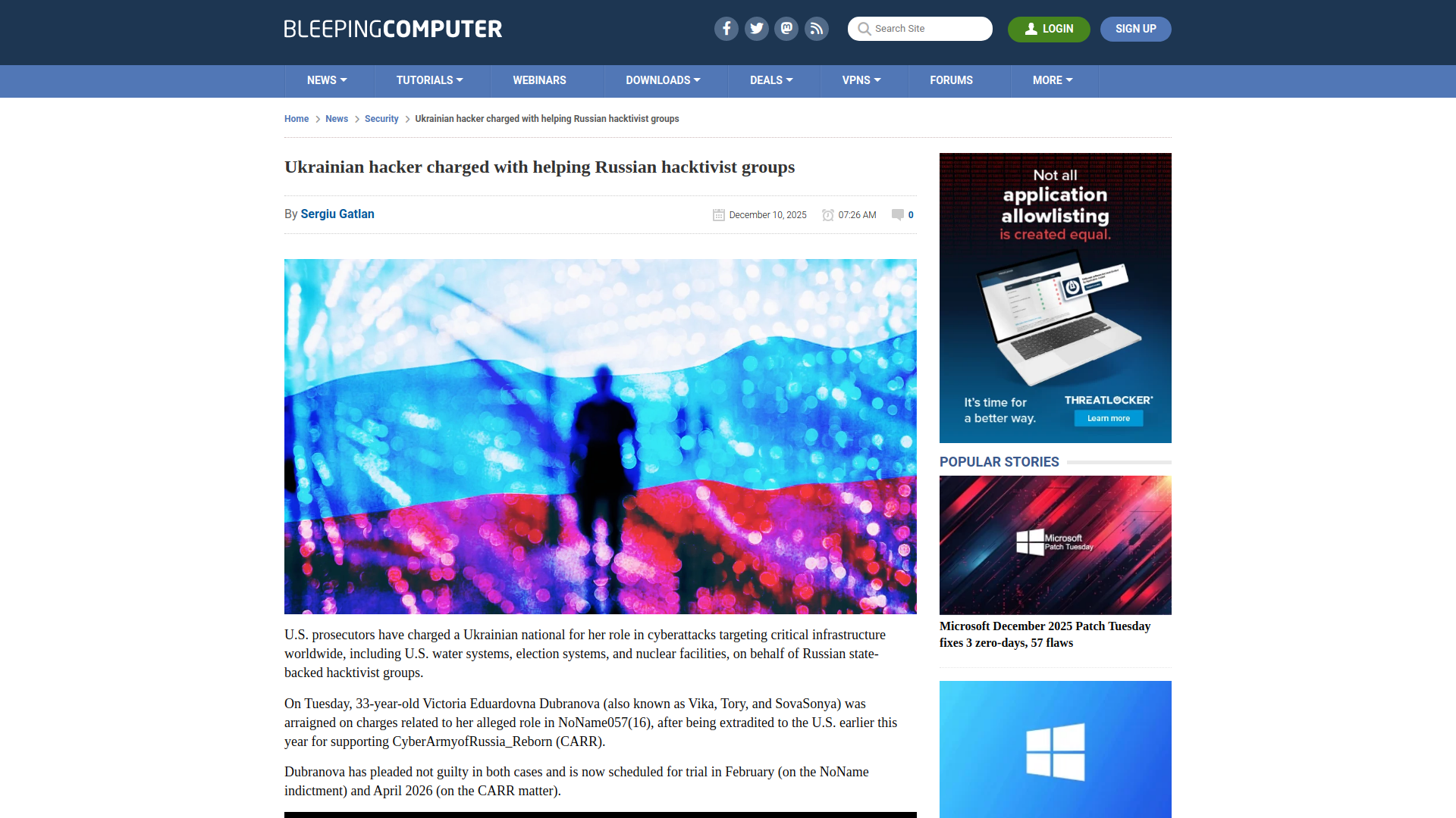 Ukrainian hacker charged with helping Russian hacktivist groups