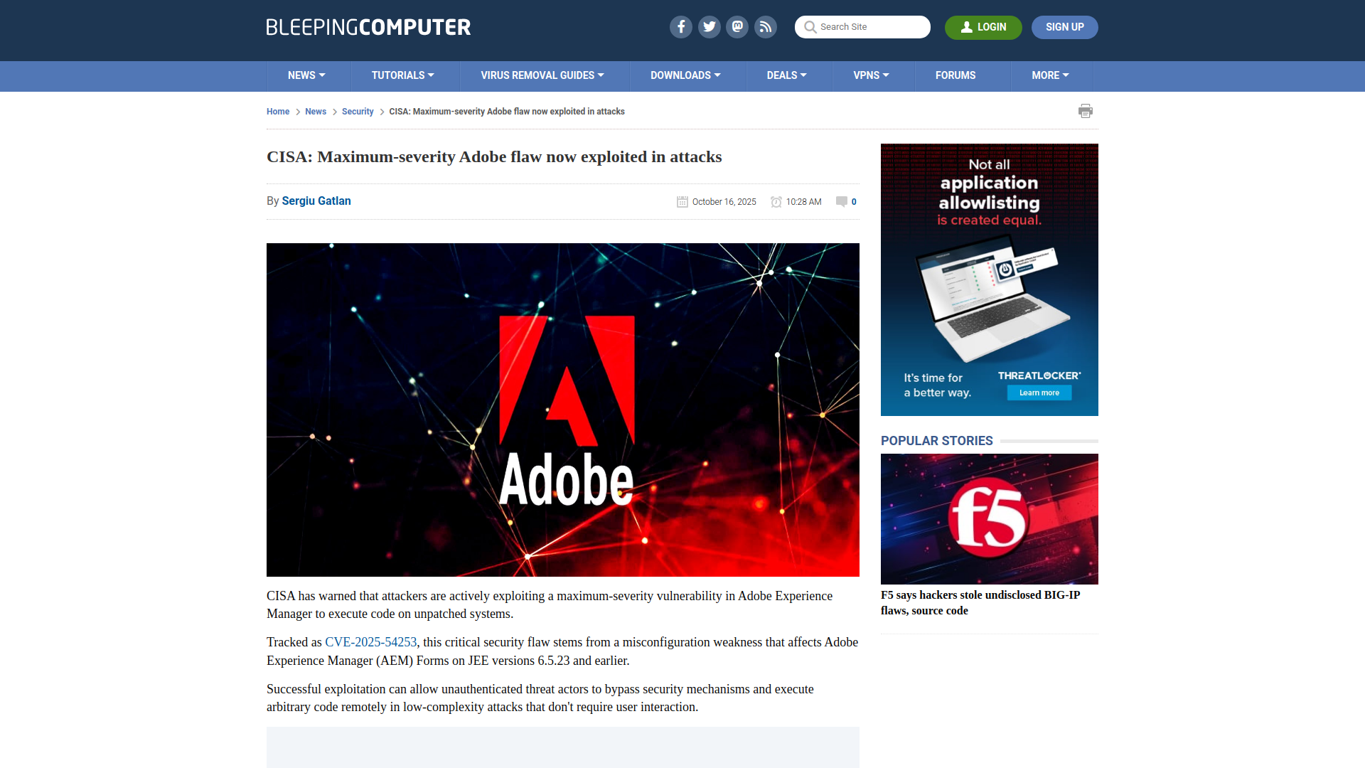 CISA: Maximum-severity Adobe flaw now exploited in attacks