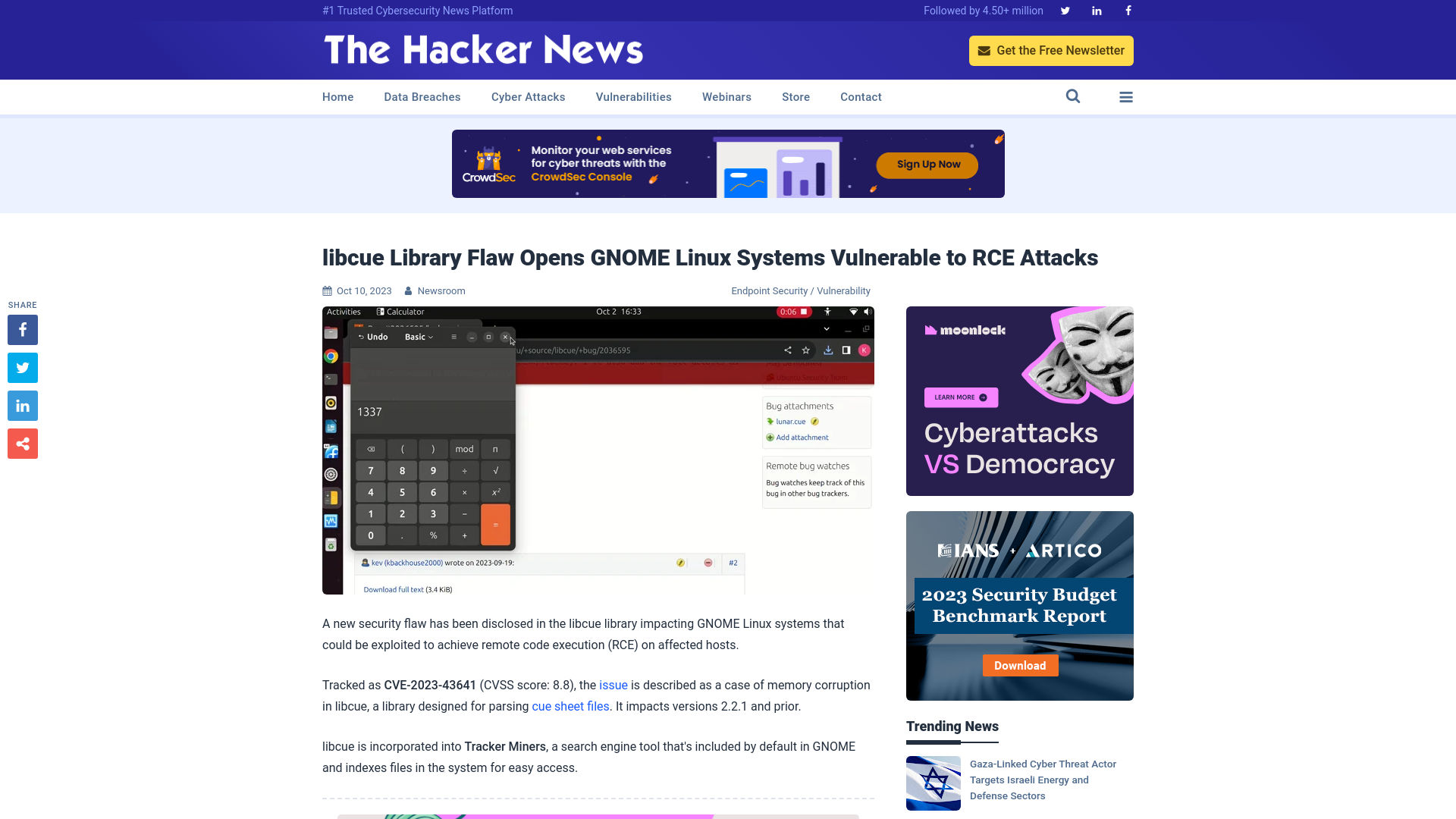 libcue Library Flaw Opens GNOME Linux Systems Vulnerable to RCE Attacks