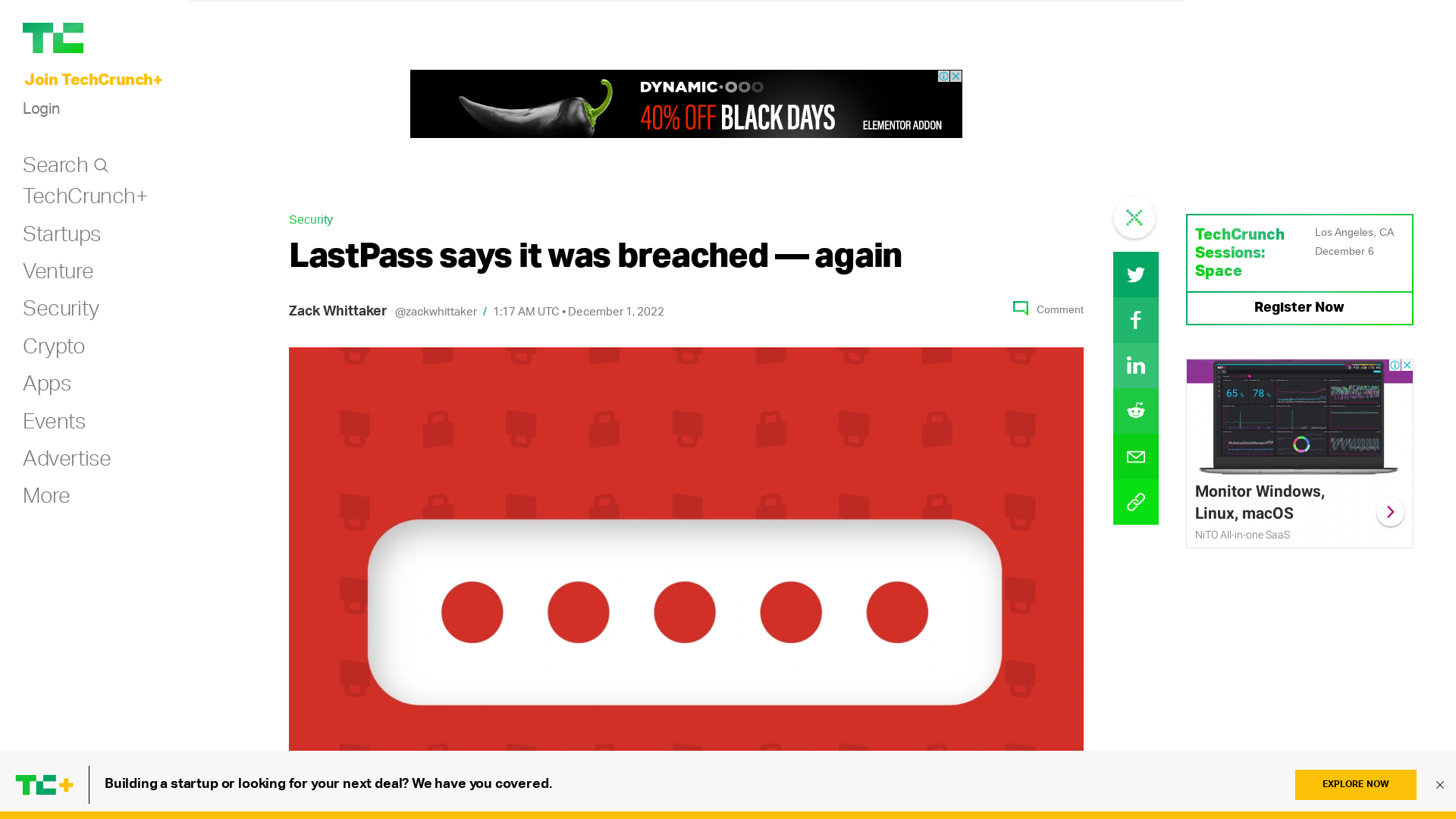 LastPass says it was breached — again | TechCrunch