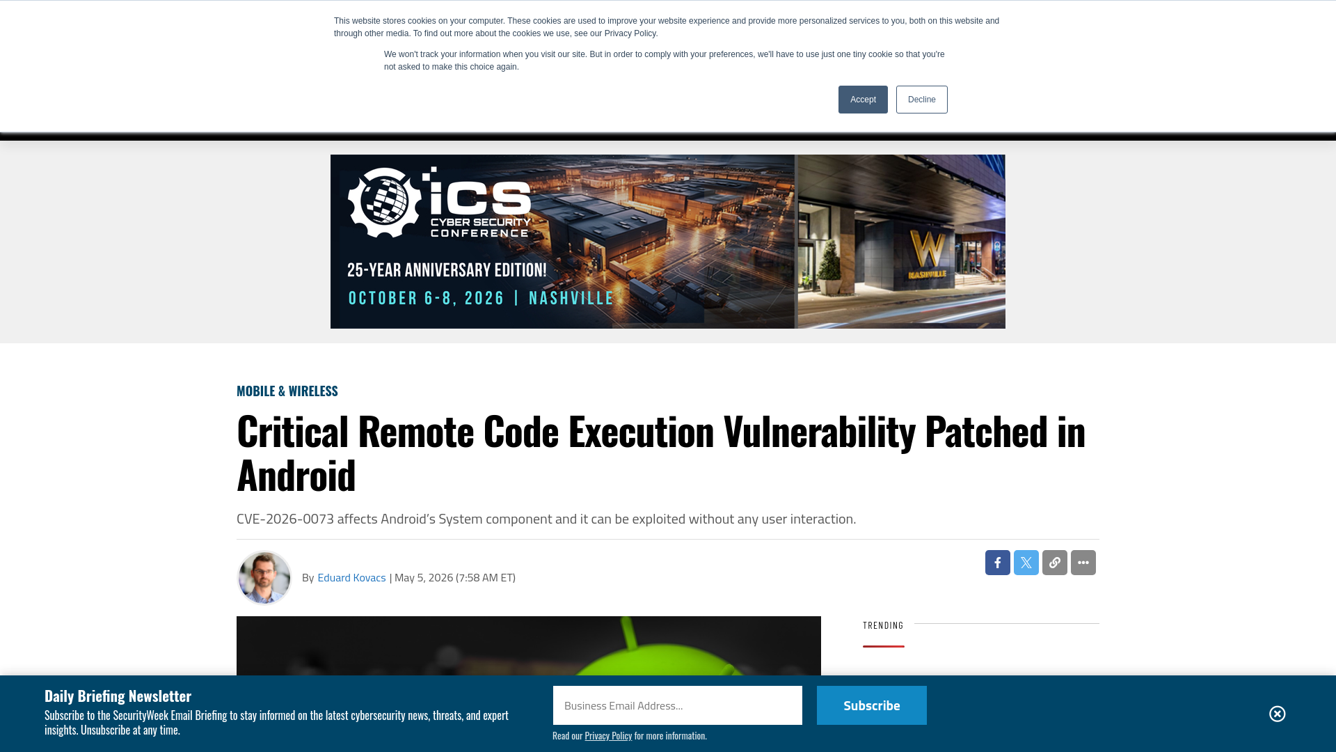 Critical Remote Code Execution Vulnerability Patched in Android - SecurityWeek