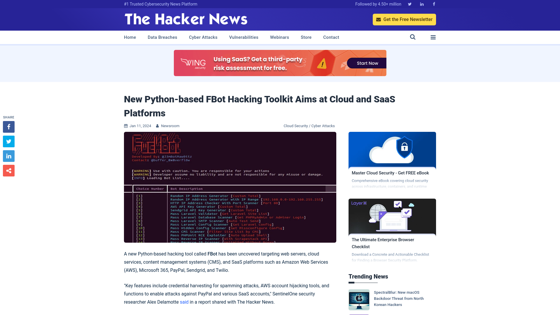 New Python-based FBot Hacking Toolkit Aims at Cloud and SaaS Platforms