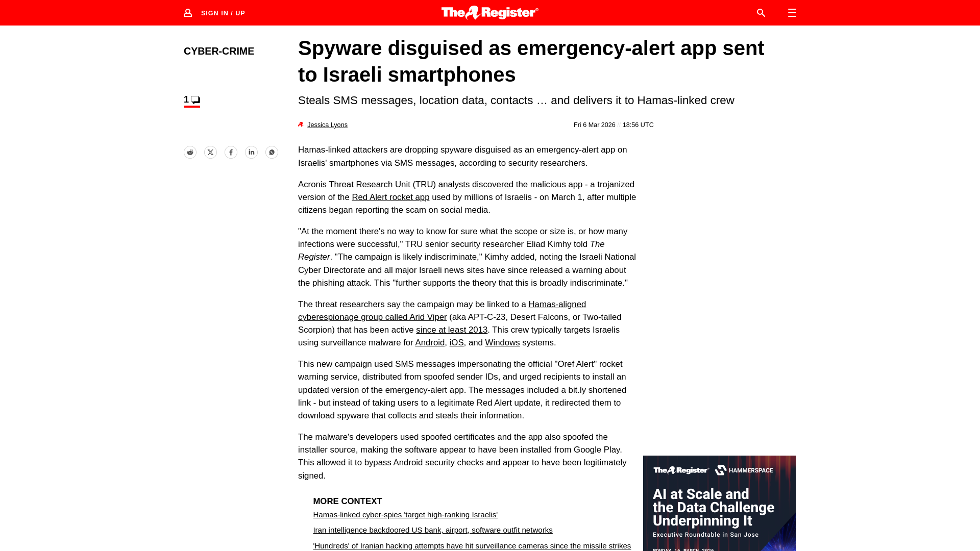 Spyware disguised as emergency-alert app sent to Israelis • The Register