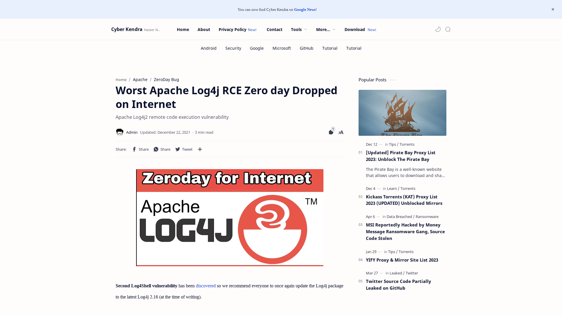 Worst Apache Log4j RCE Zero day Dropped on Internet - Cyber Kendra