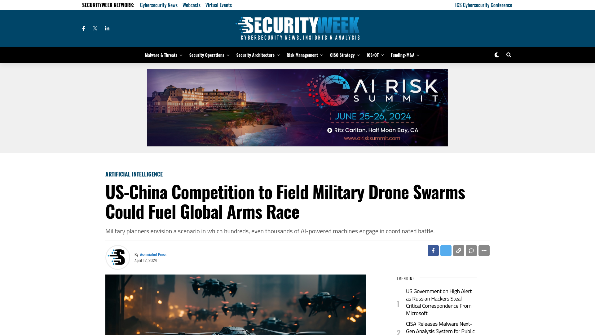 US-China Competition to Field Military Drone Swarms Could Fuel Global Arms Race - SecurityWeek