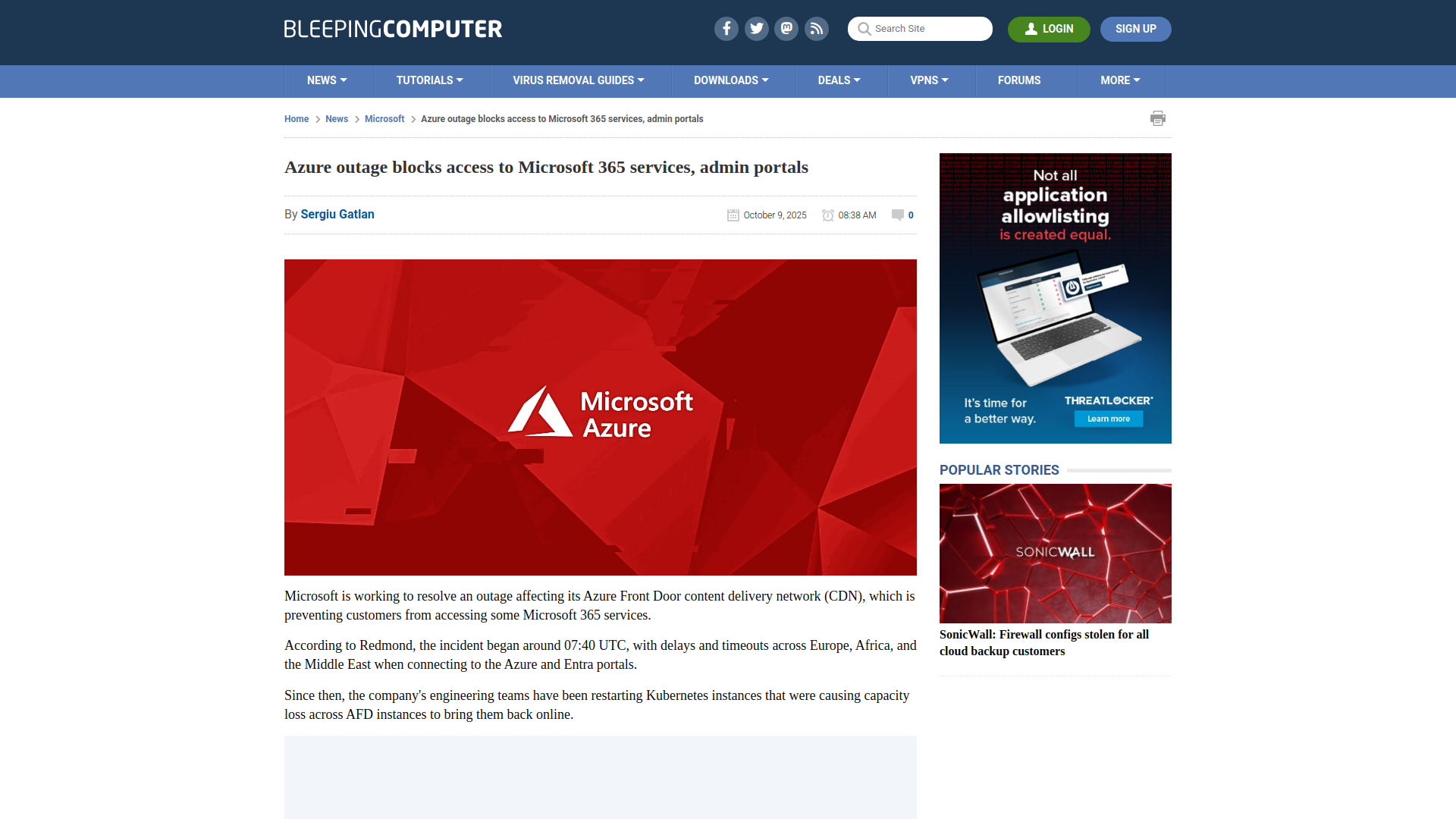 Azure outage blocks access to Microsoft 365 services, admin portals