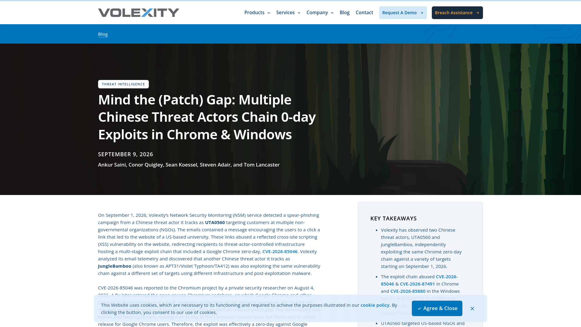 Mind the (Patch) Gap: Multiple Chinese Threat Actors Chain 0-day Exploits in Chrome & Windows | Volexity