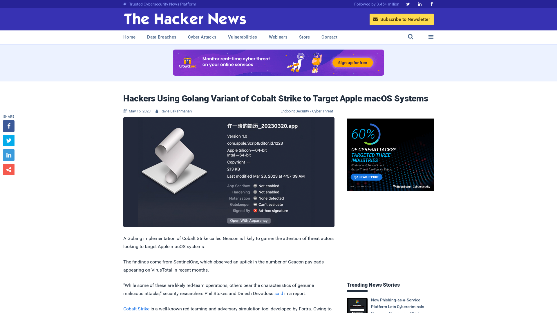 Hackers Using Golang Variant of Cobalt Strike to Target Apple macOS Systems