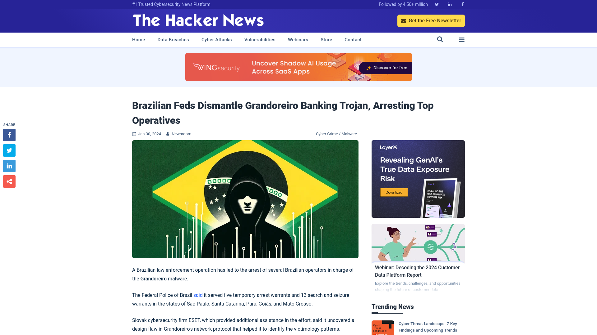 Brazilian Feds Dismantle Grandoreiro Banking Trojan, Arresting Top Operatives