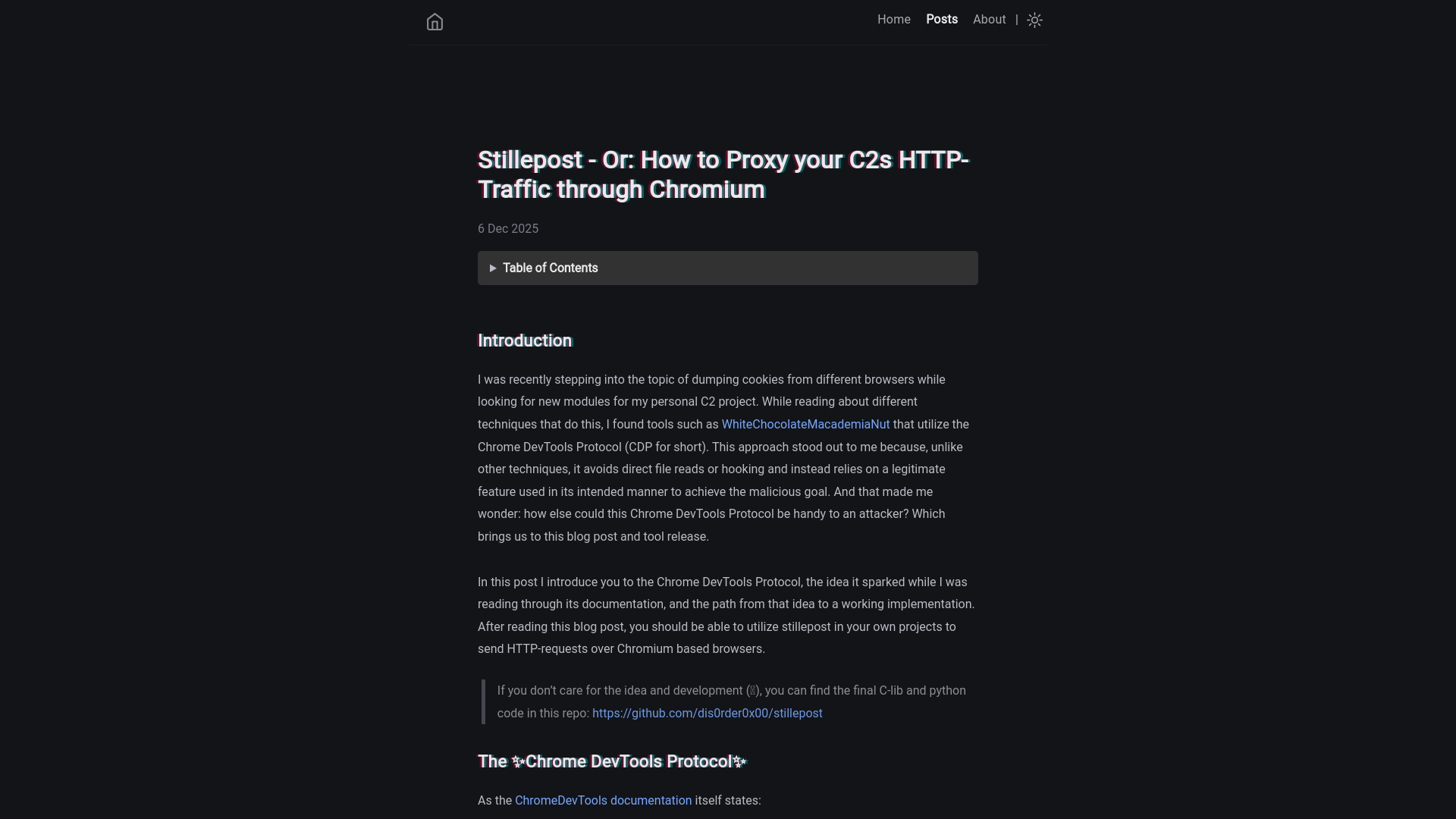 Stillepost - Or: How to Proxy your C2s HTTP-Traffic through Chromium | mischief