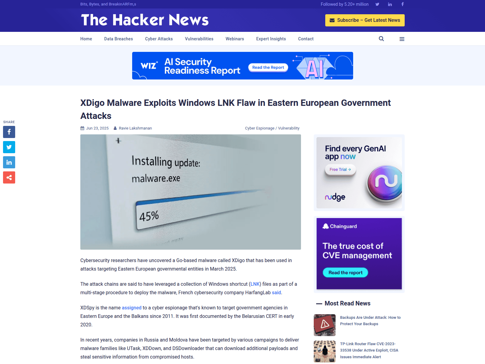 XDigo Malware Exploits Windows LNK Flaw in Eastern European Government Attacks