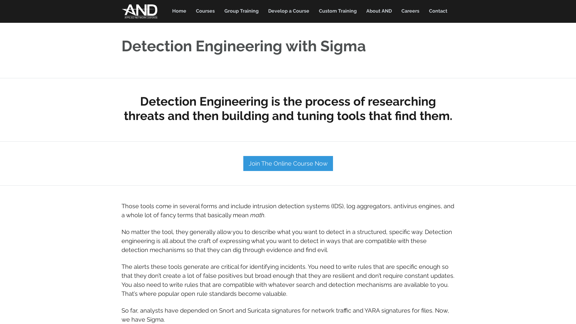 Detection Engineering with Sigma - Applied Network Defense