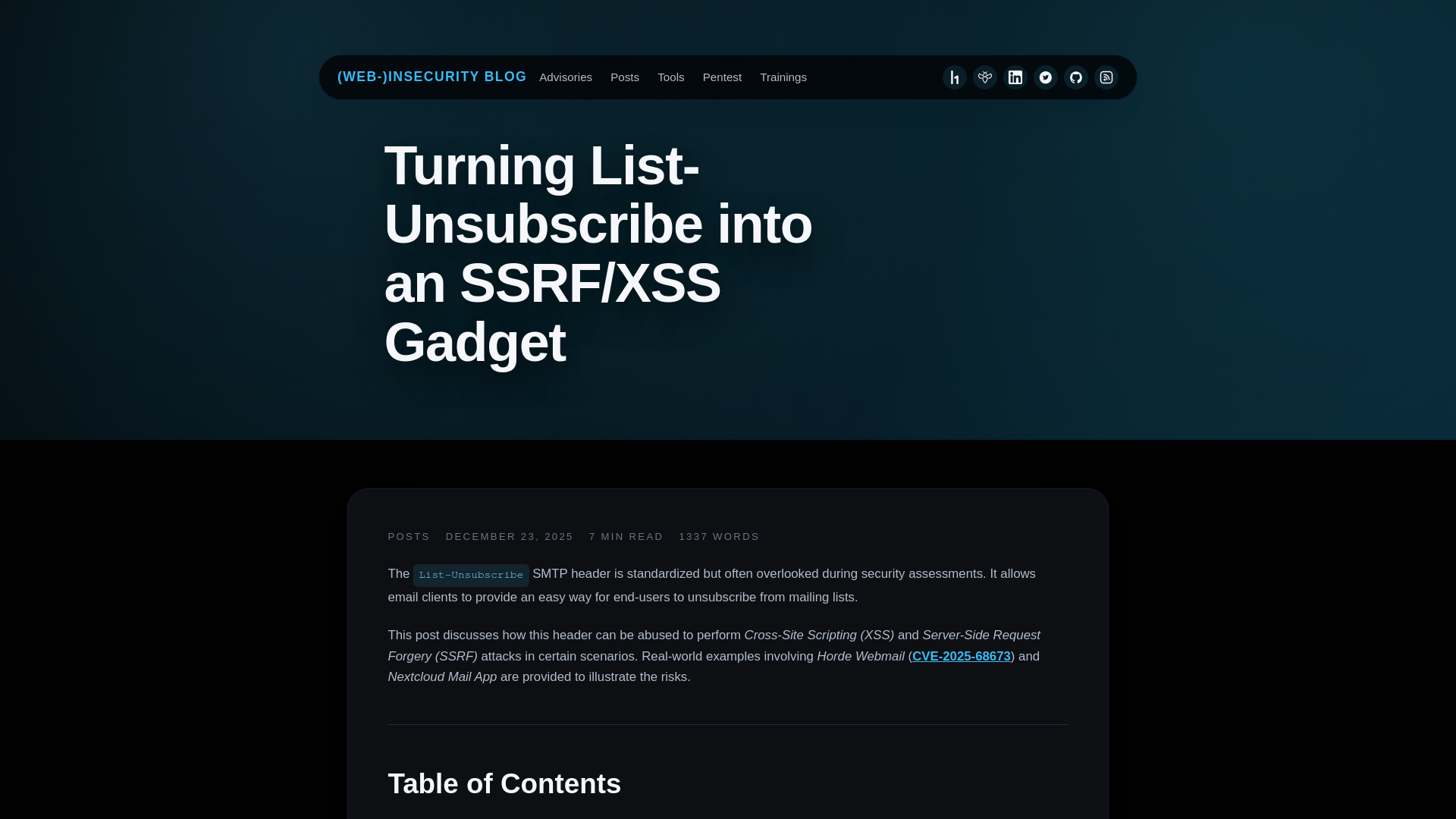 (Web-)Insecurity Blog | Turning List-Unsubscribe into an SSRF/XSS Gadget