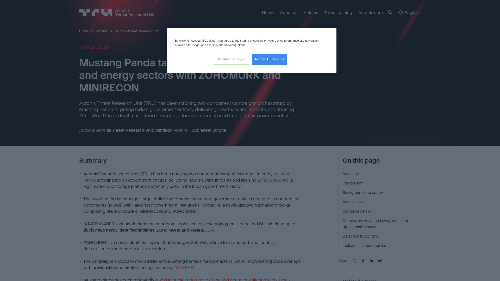 Mustang Panda targets India's government and energy sectors with ZOHOMURK and MINIRECON