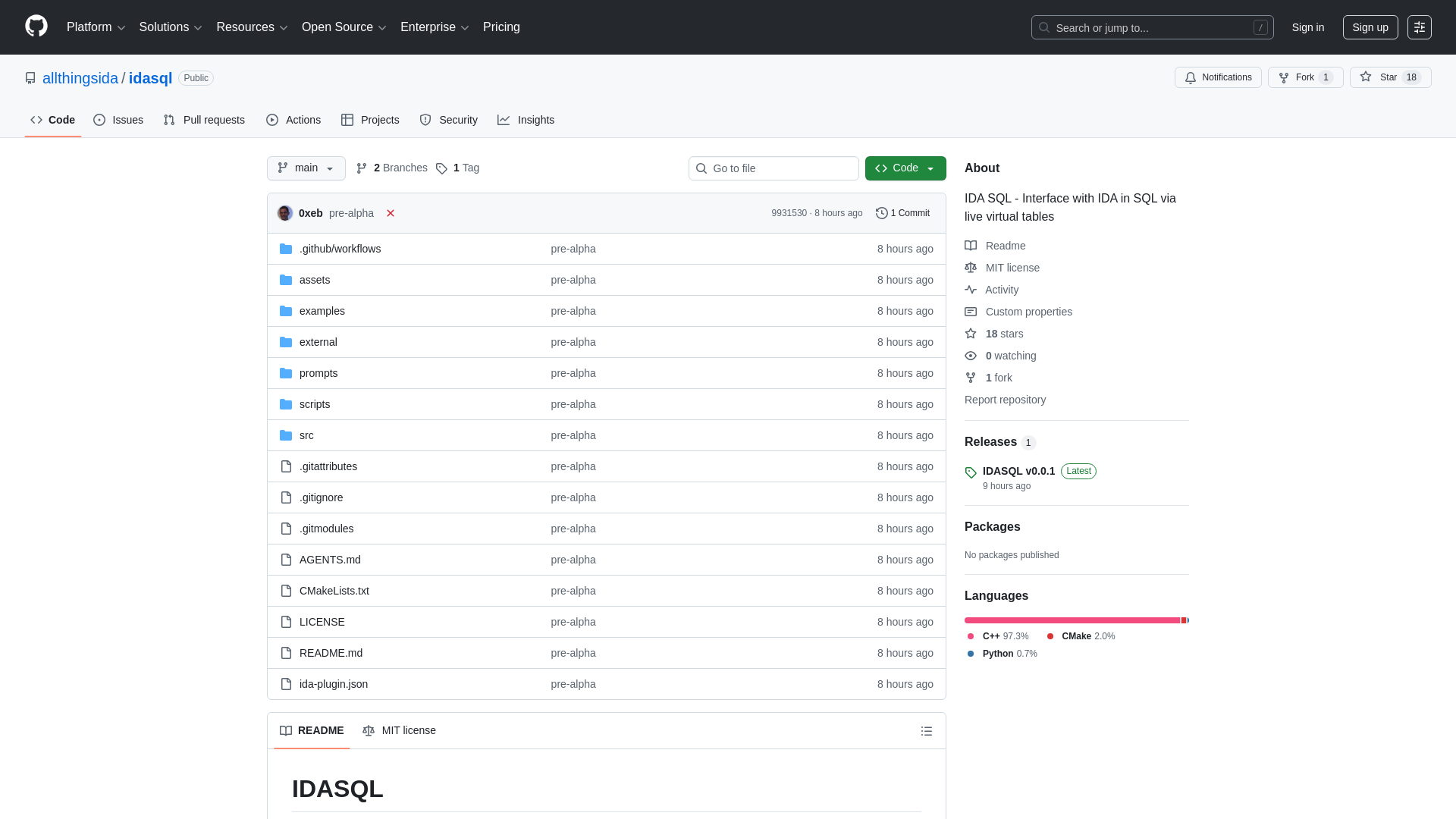 GitHub - allthingsida/idasql: IDA SQL - Interface with IDA in SQL via live virtual tables