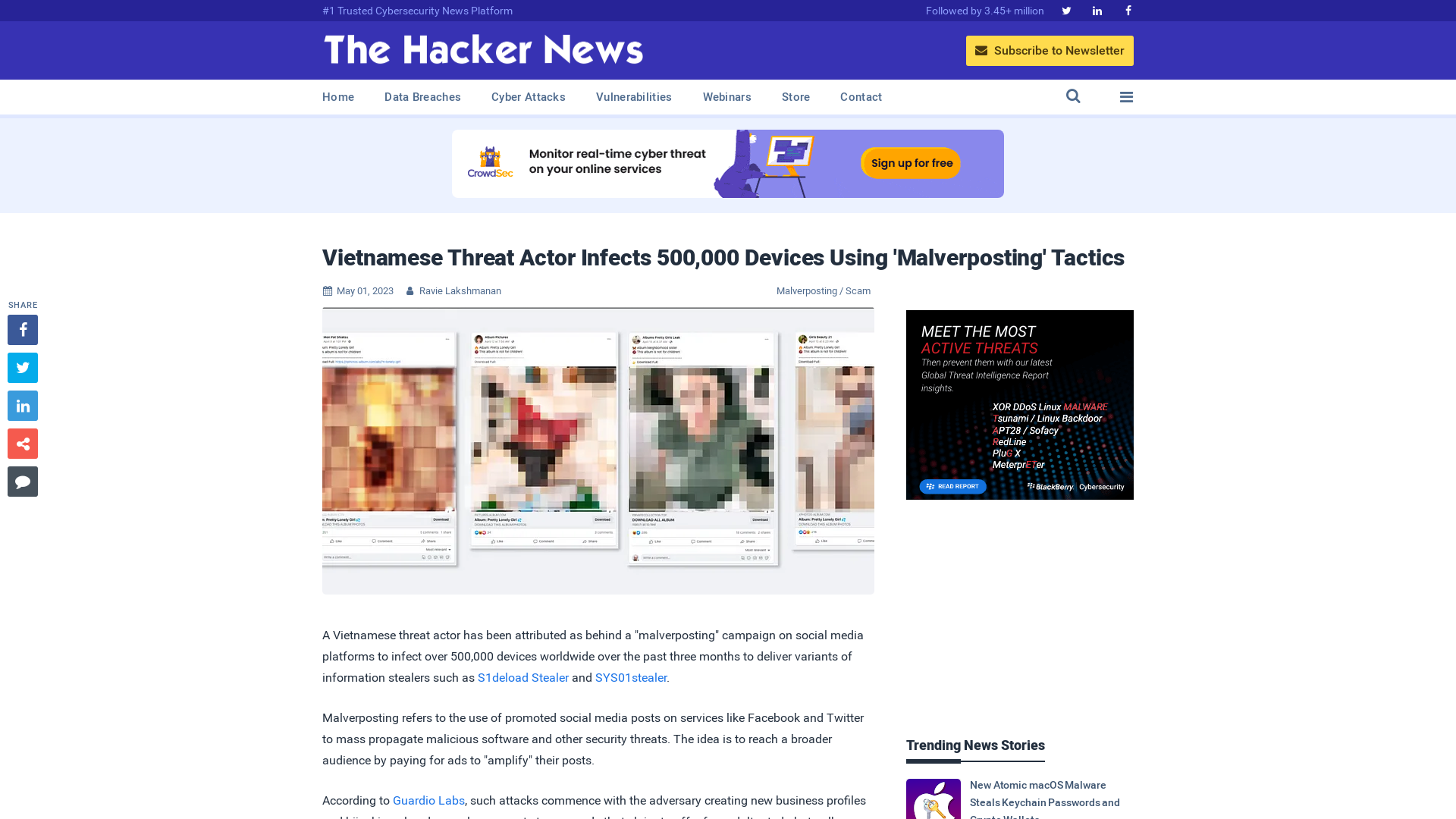 Vietnamese Threat Actor Infects 500,000 Devices Using 'Malverposting' Tactics