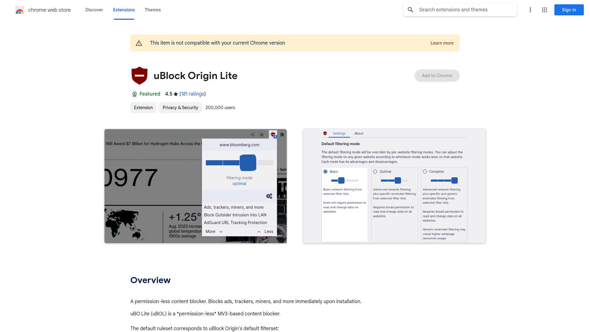 uBlock Origin Lite - Chrome Web Store