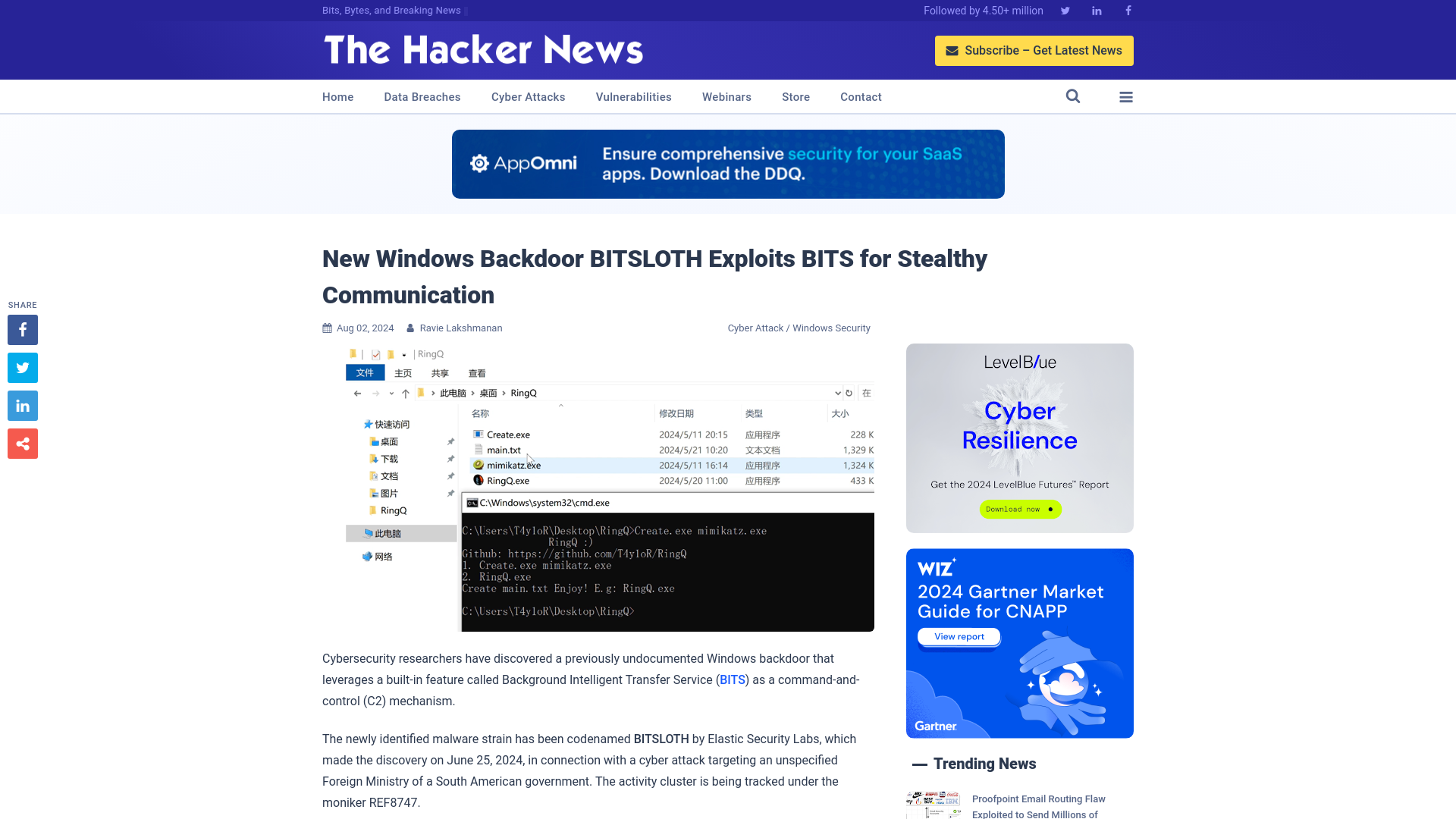 New Windows Backdoor BITSLOTH Exploits BITS for Stealthy Communication