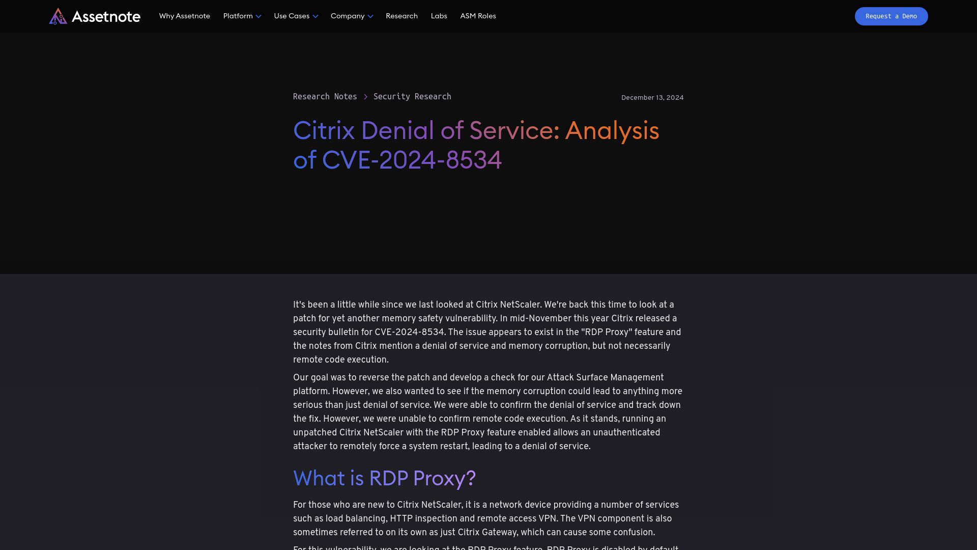 Citrix Denial of Service: Analysis of CVE-2024-8534