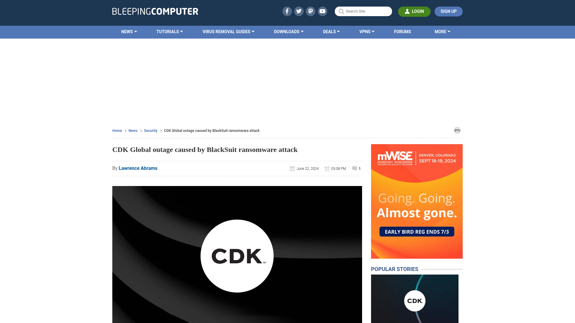 CDK Global outage caused by BlackSuit ransomware attack