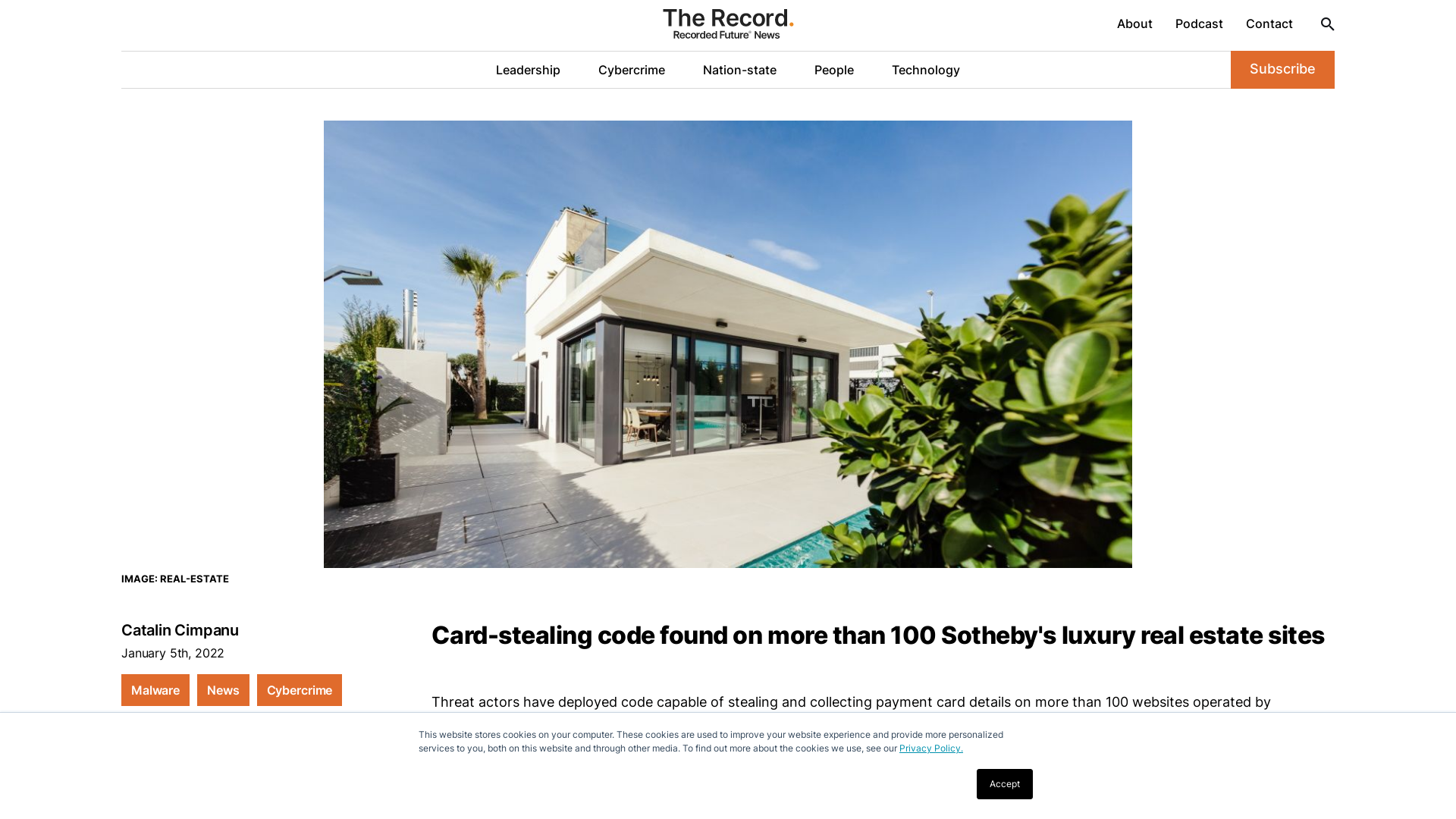 Card-stealing code found on more than 100 Sotheby\'s luxury real estate sites