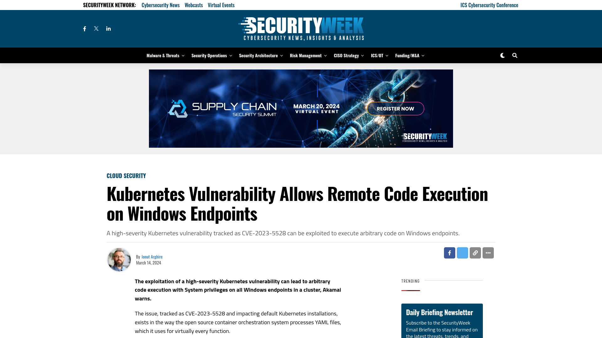 Kubernetes Vulnerability Allows Remote Code Execution on Windows Endpoints - SecurityWeek