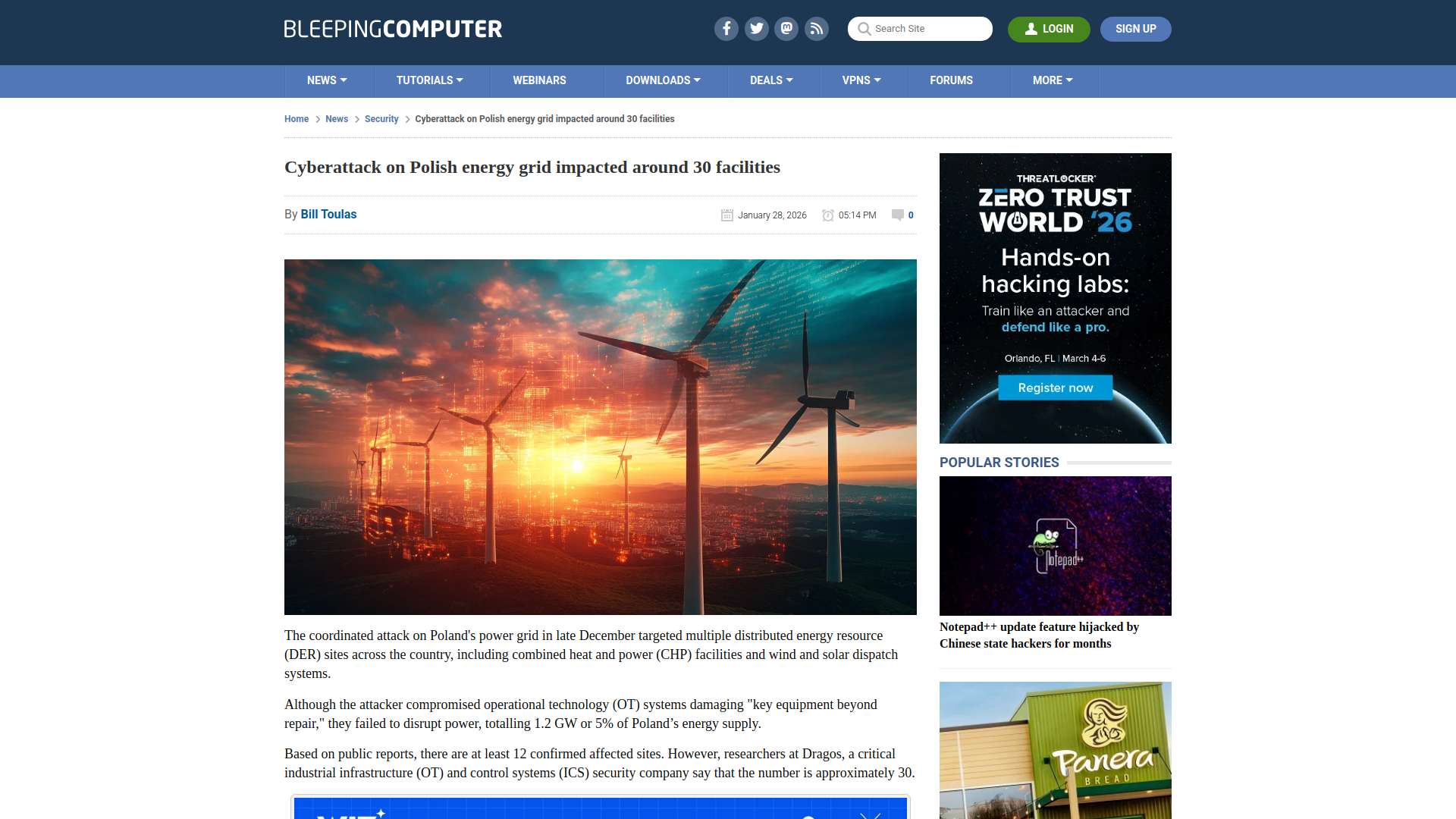 Cyberattack on Polish energy grid impacted around 30 facilities