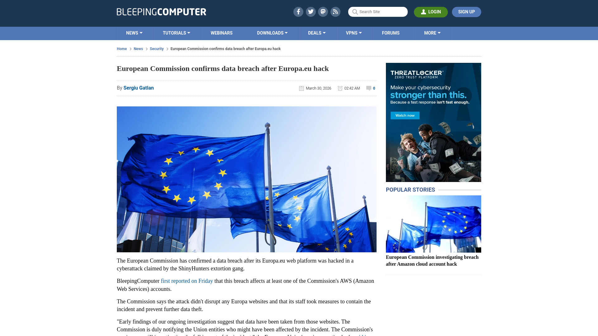 European Commission confirms data breach after Europa.eu hack