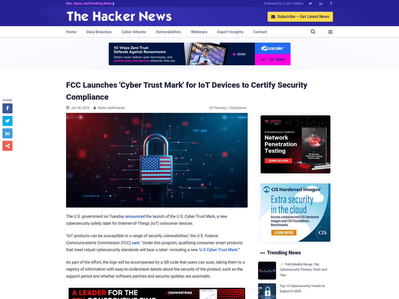 FCC Launches 'Cyber Trust Mark' for IoT Devices to Certify Security Compliance